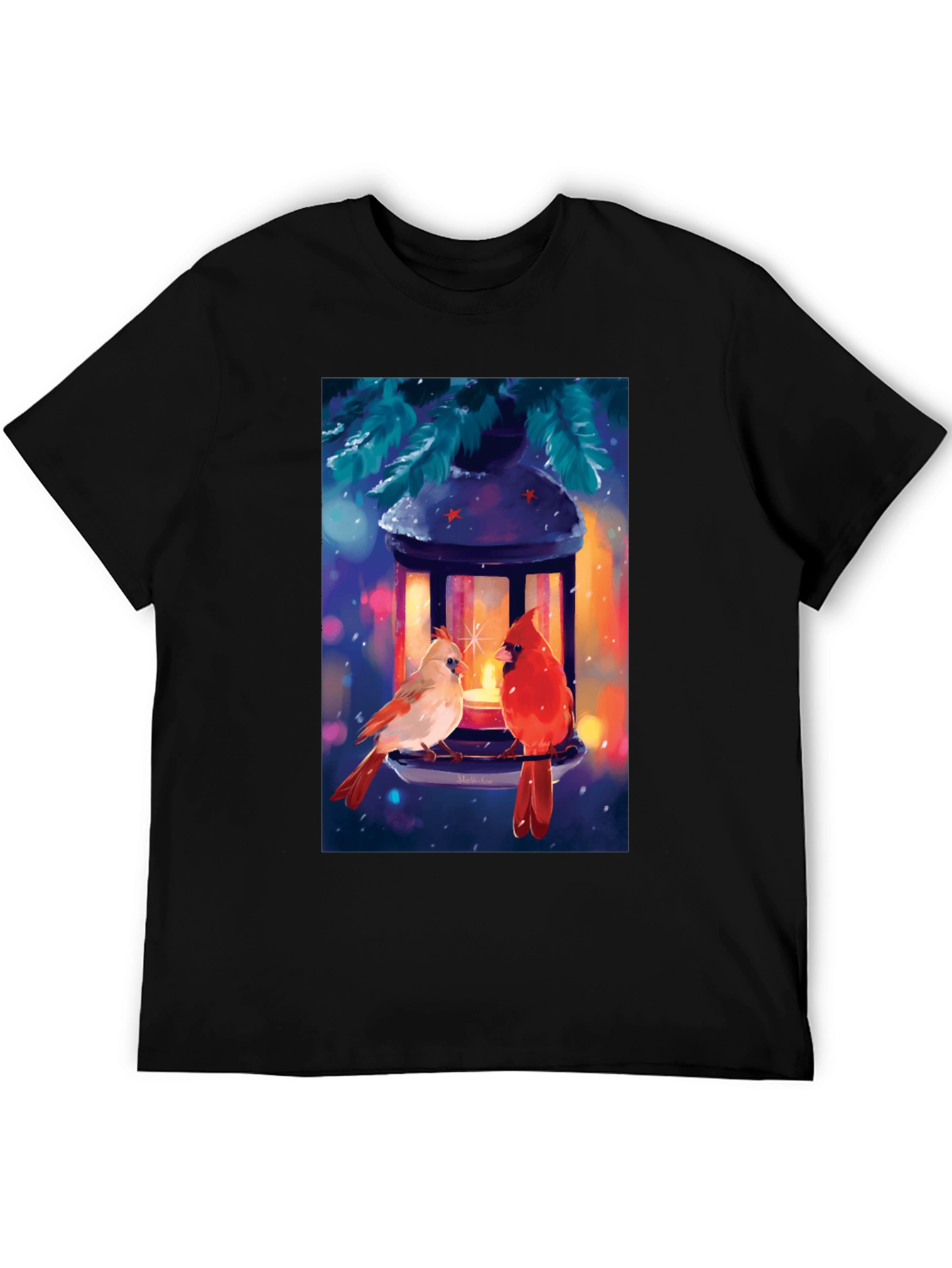 Winter Cardinal Lantern Graphic Tee