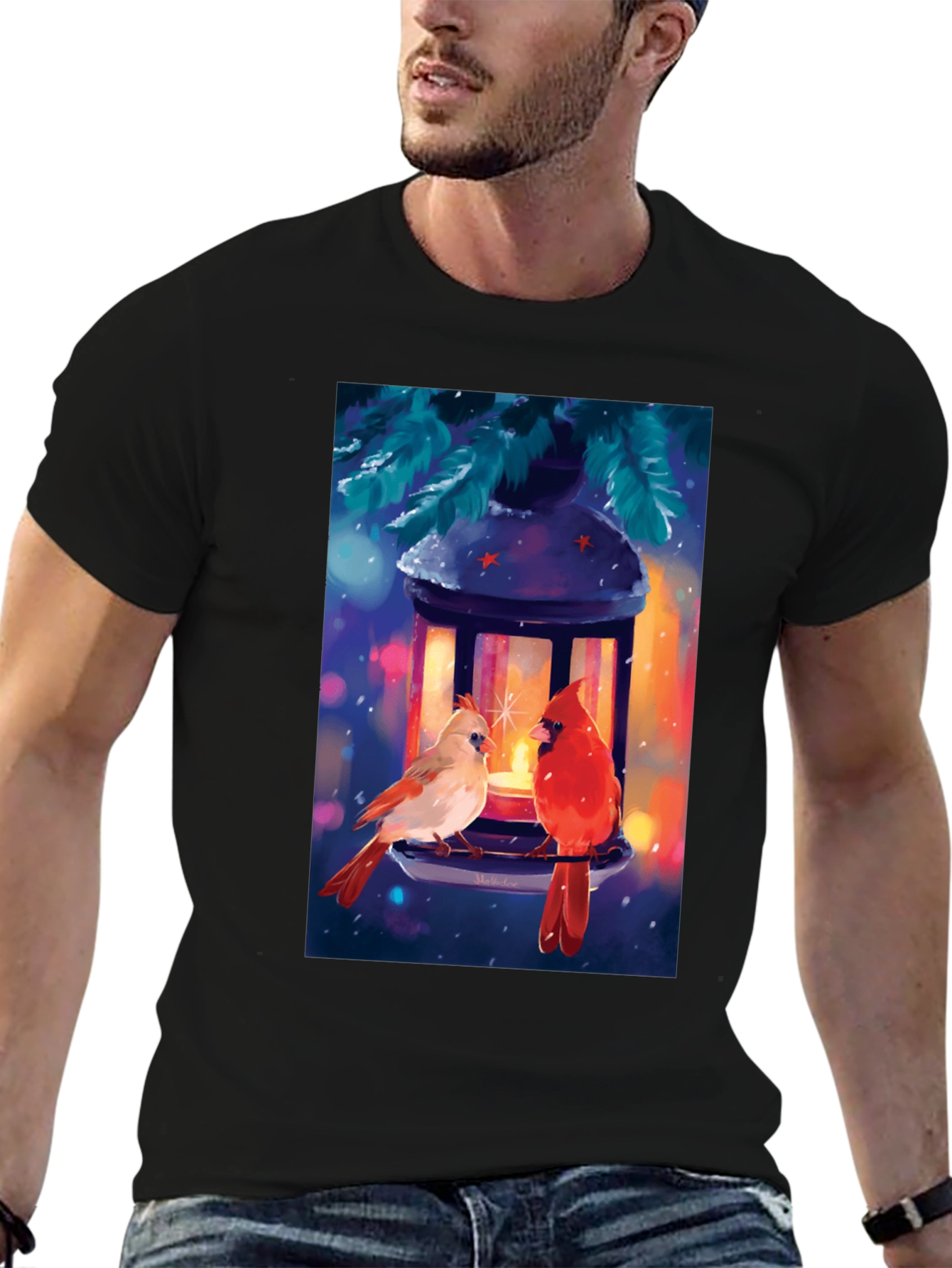 Winter Cardinal Lantern Graphic Tee