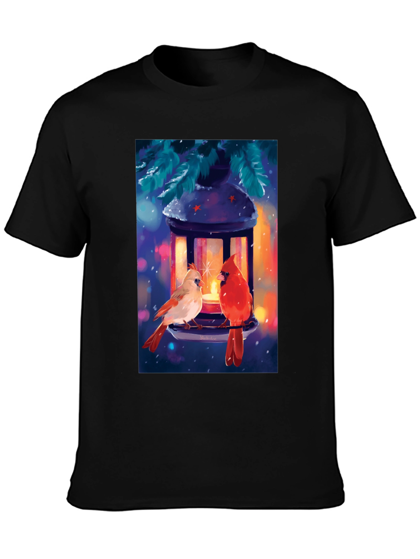 Winter Cardinal Lantern Graphic Tee