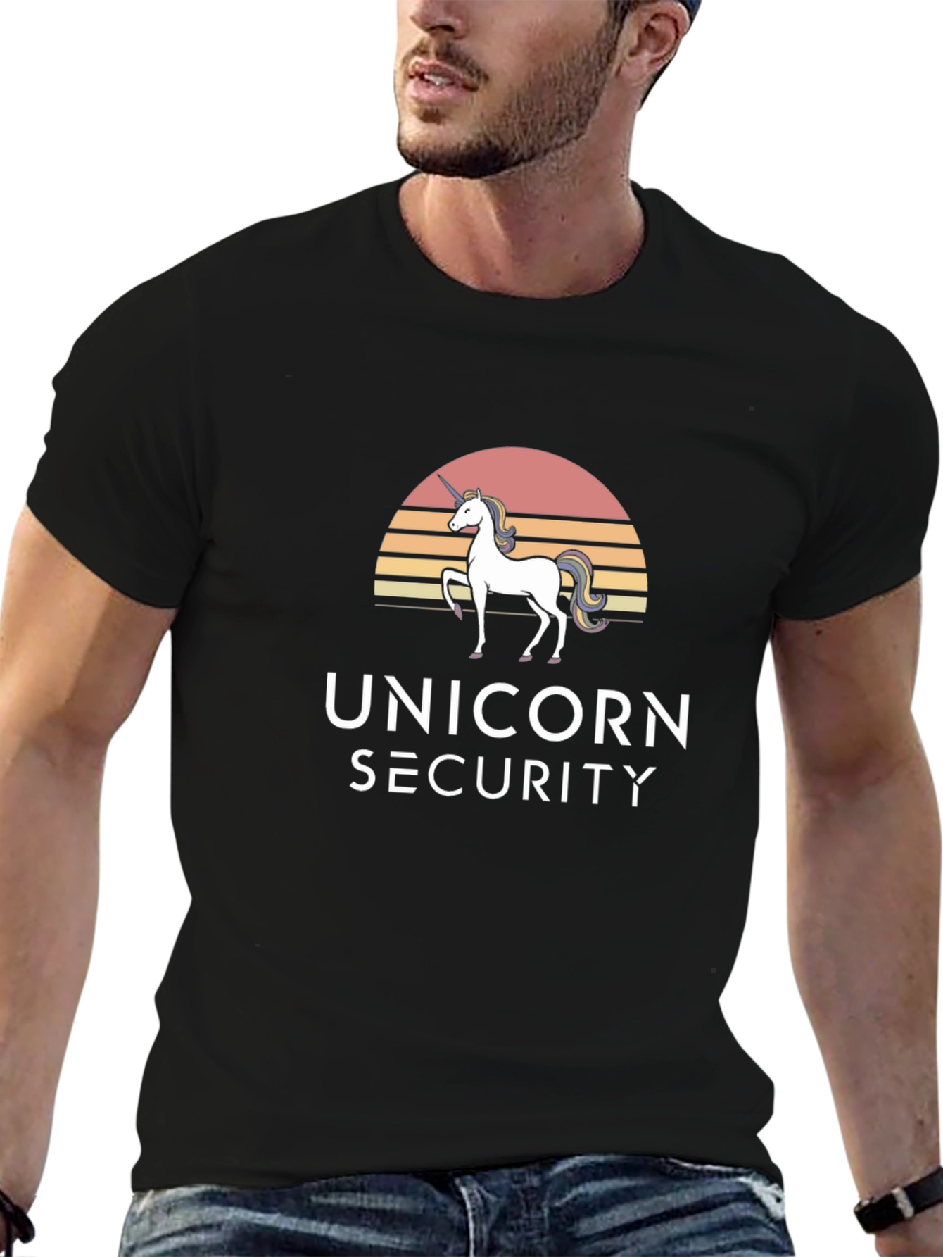 Unicorn Security Graphic T-Shirt - Black
