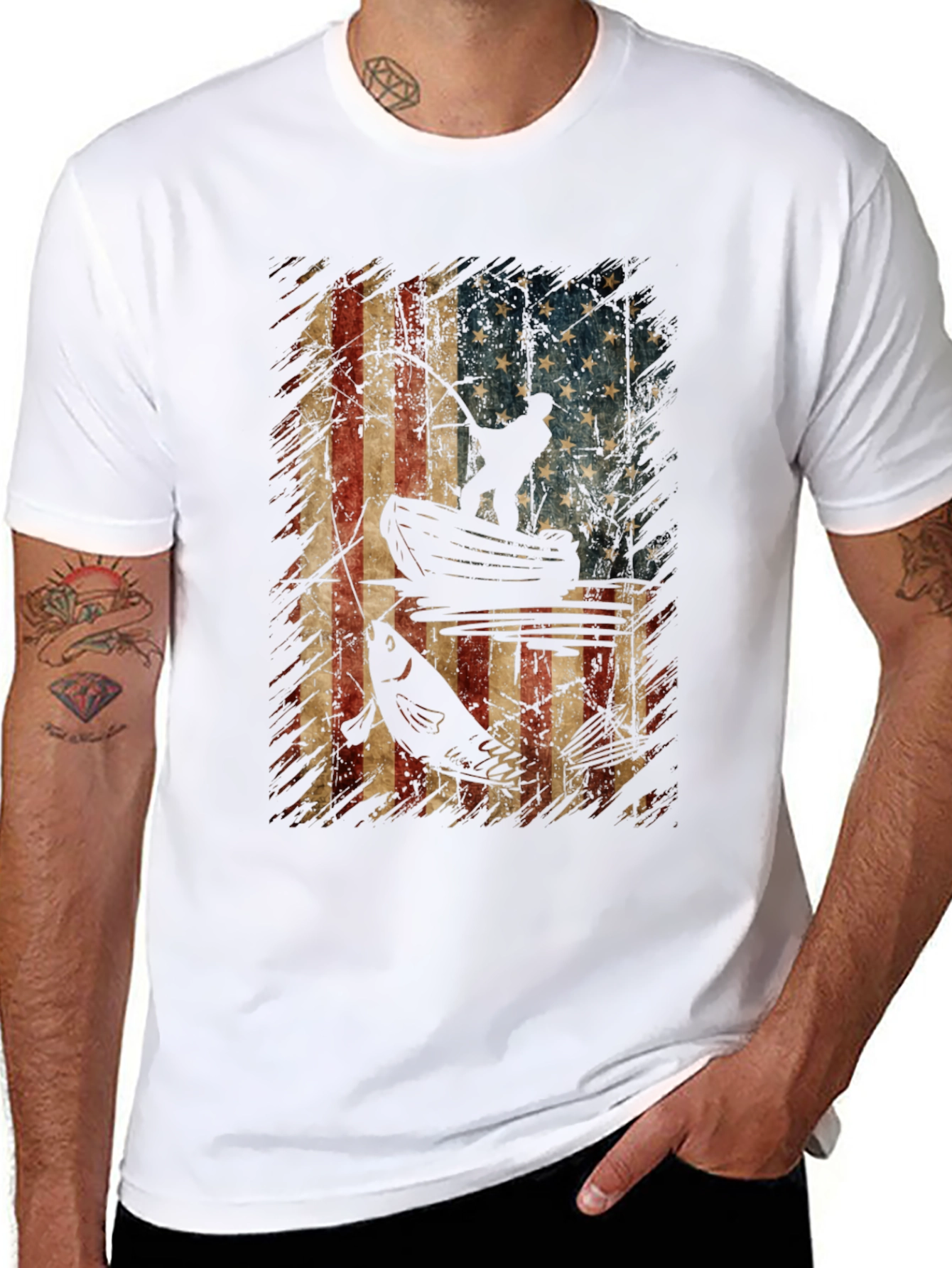 American Flag Fishing Graphic Tee