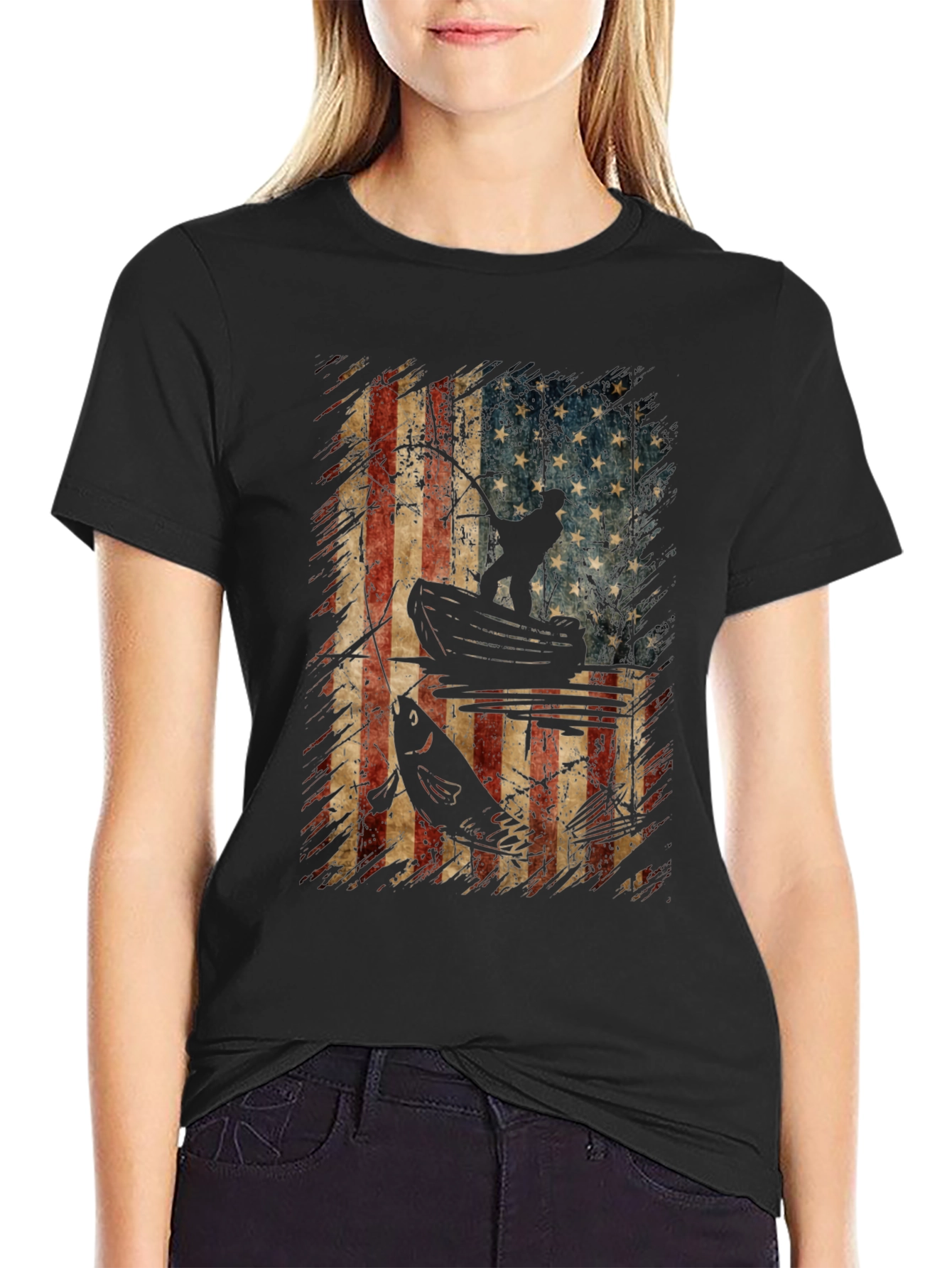 American Flag Fishing Graphic Tee
