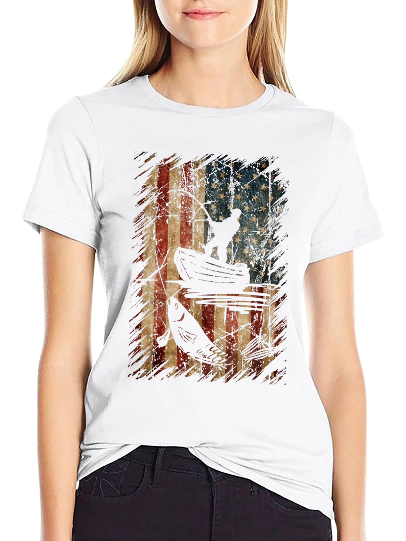 American Flag Fishing Graphic Tee