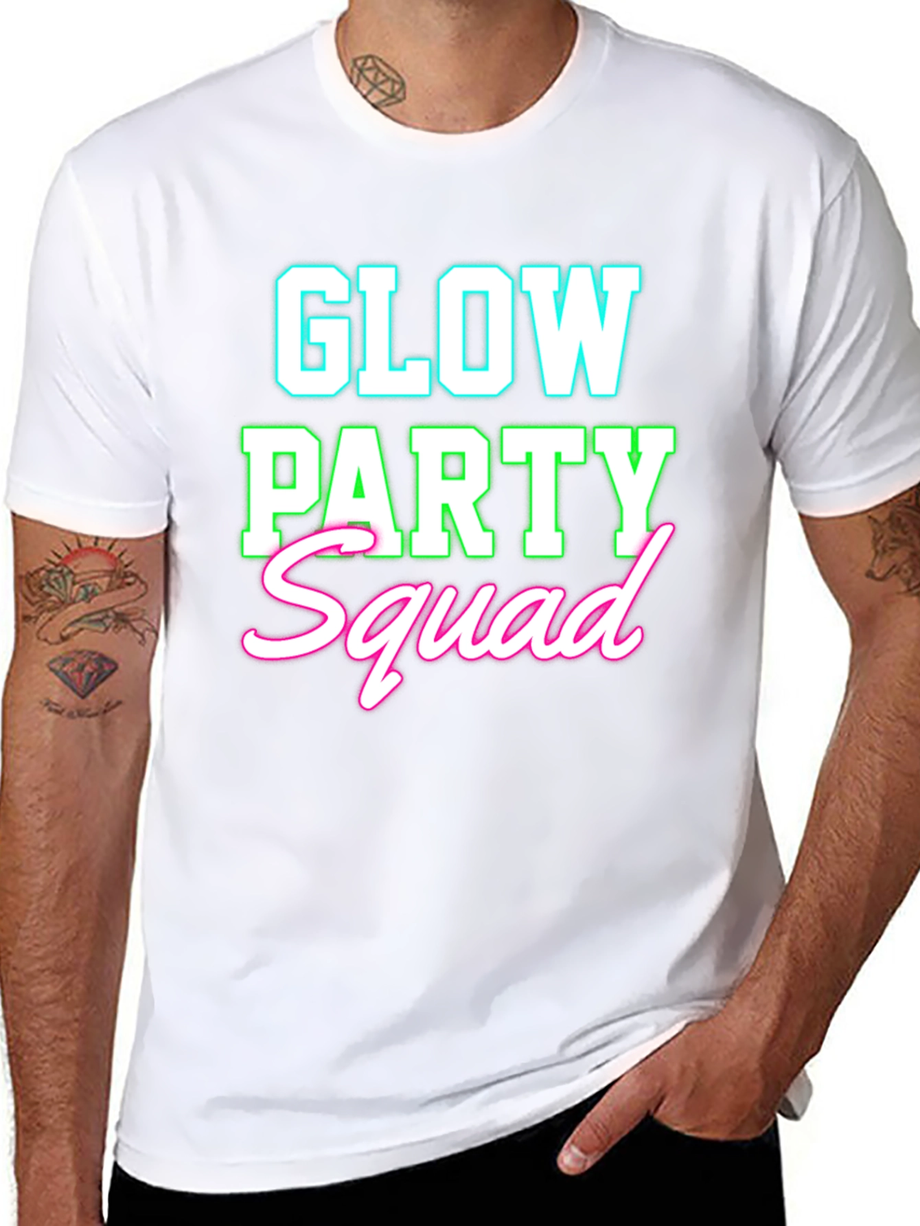 Glow Party Squad T-Shirt - Neon Design