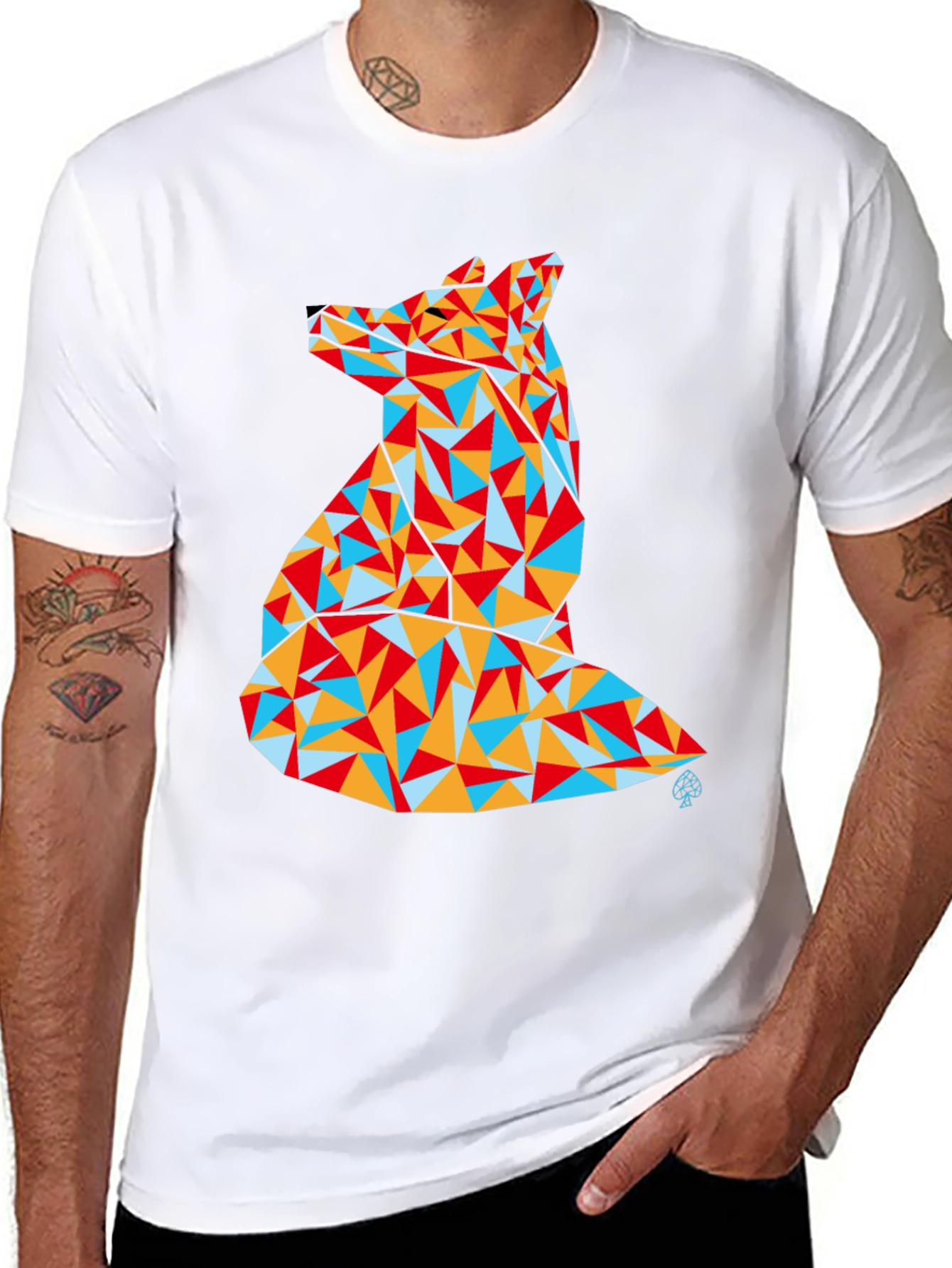 Geometric Fox Graphic Tee - Modern Art Shirt