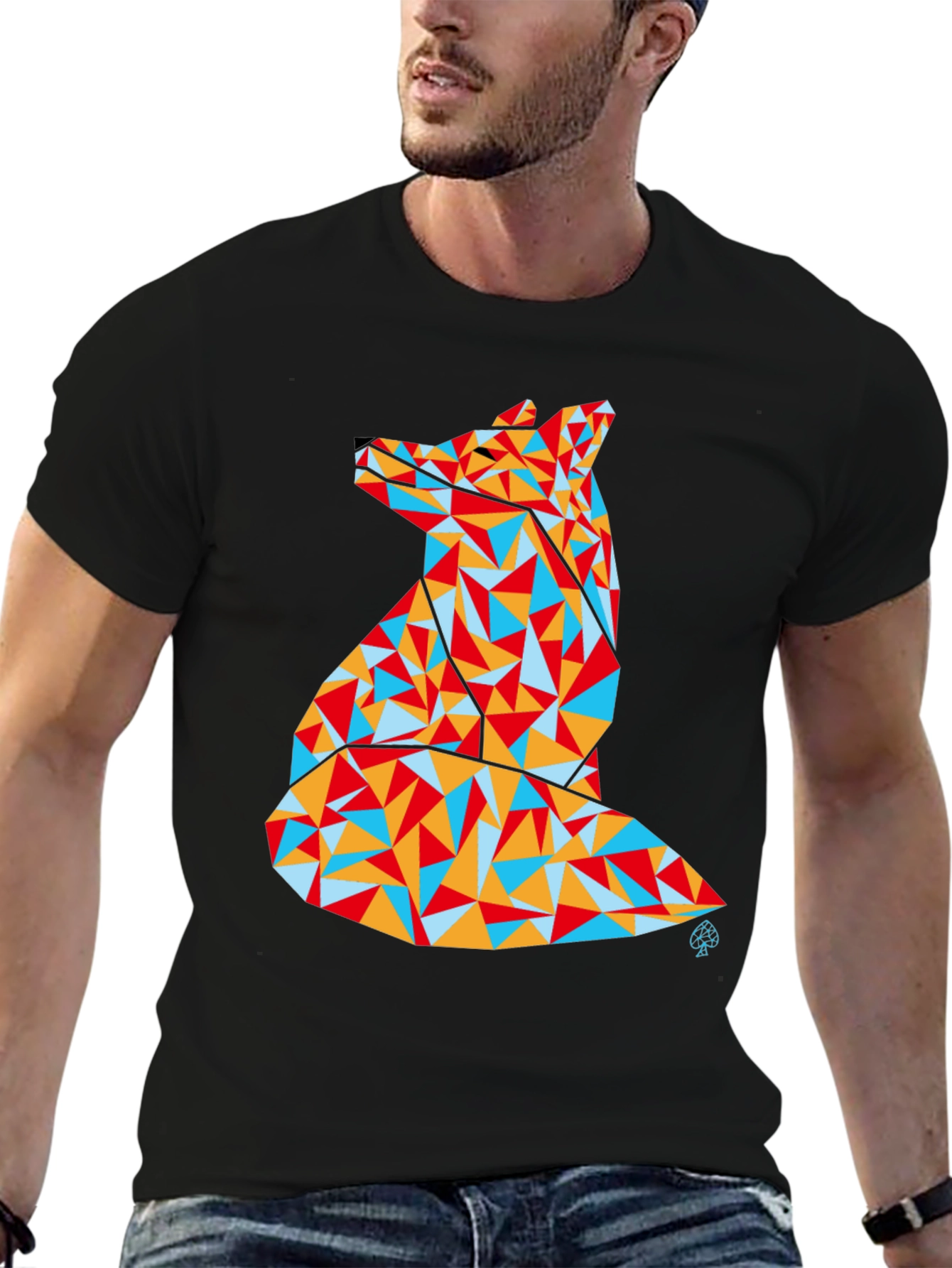 Geometric Fox Graphic Tee - Modern Art Shirt