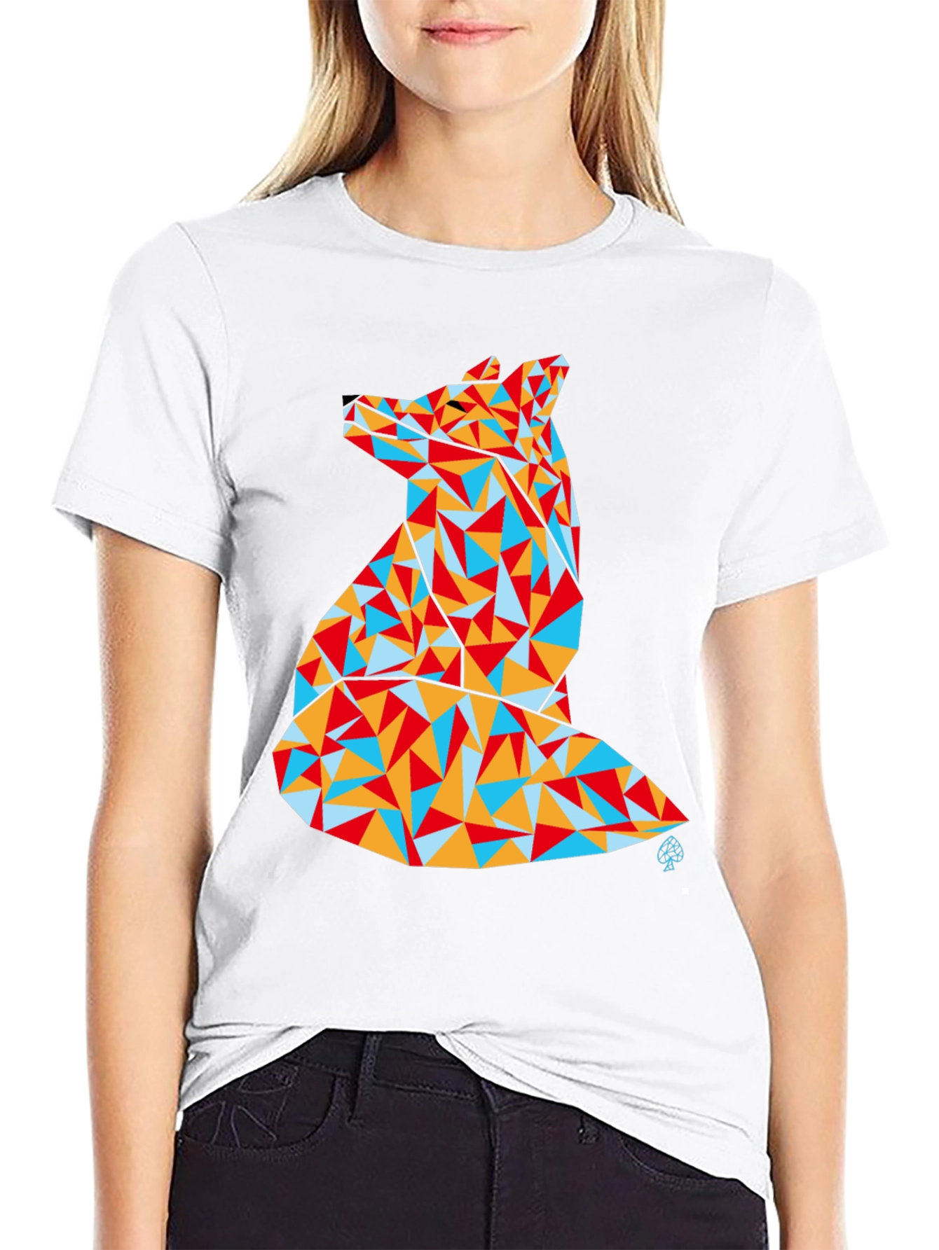 Geometric Fox Graphic Tee - Modern Art Shirt