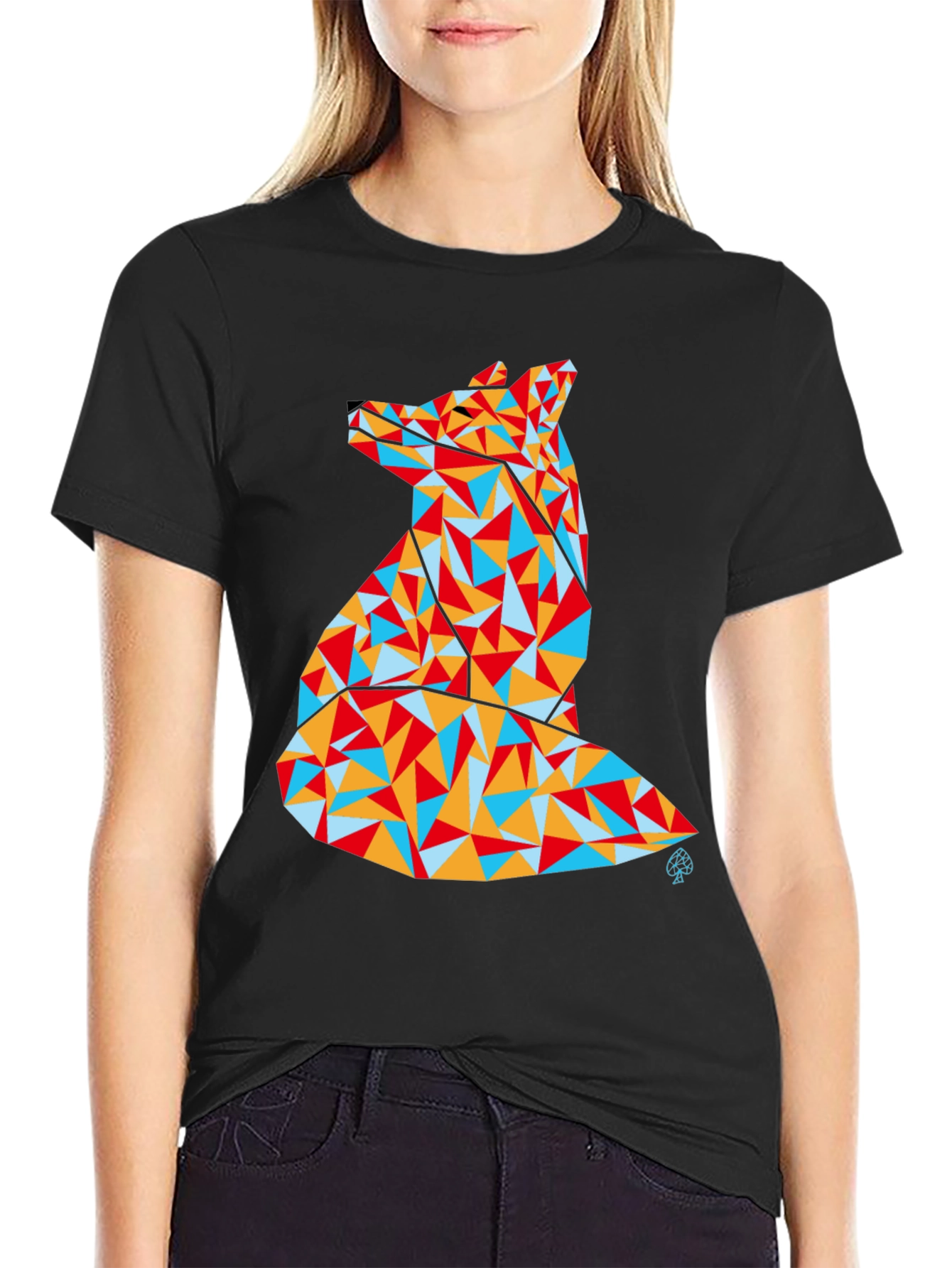Geometric Fox Graphic Tee - Modern Art Shirt