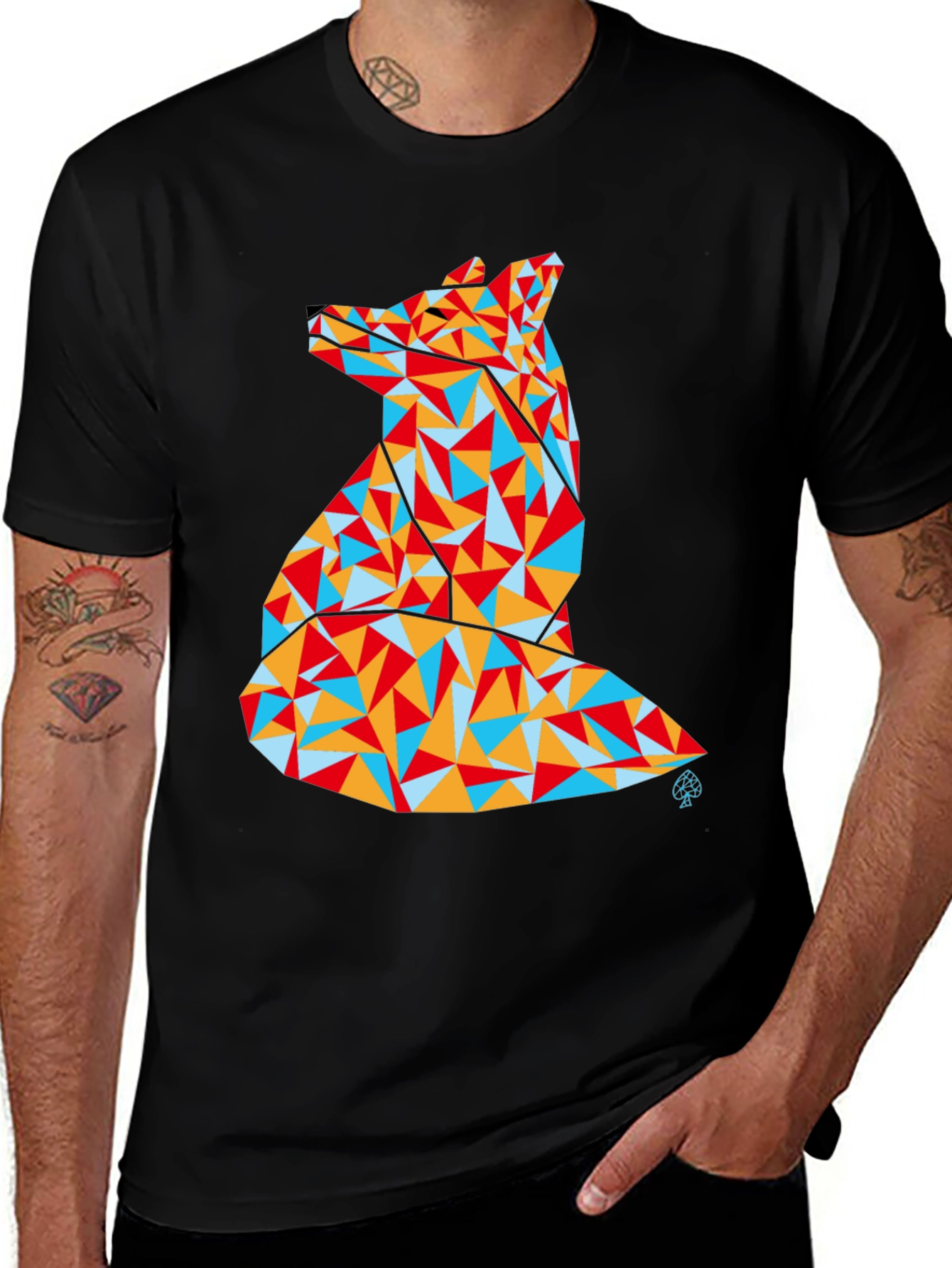 Geometric Fox Graphic Tee - Modern Art Shirt