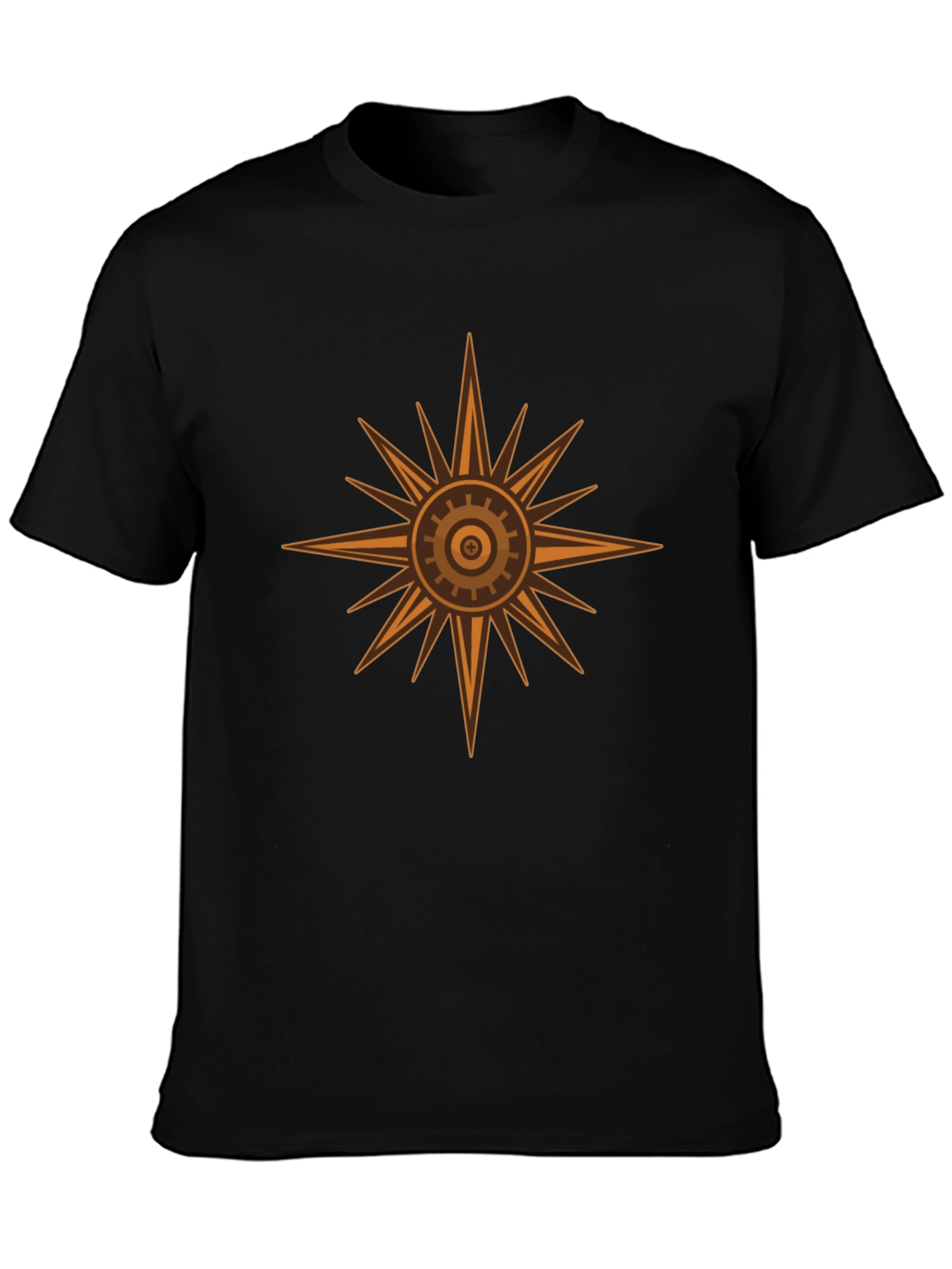 Steampunk Sunburst Tee - Black Cotton Graphic T-Shirt