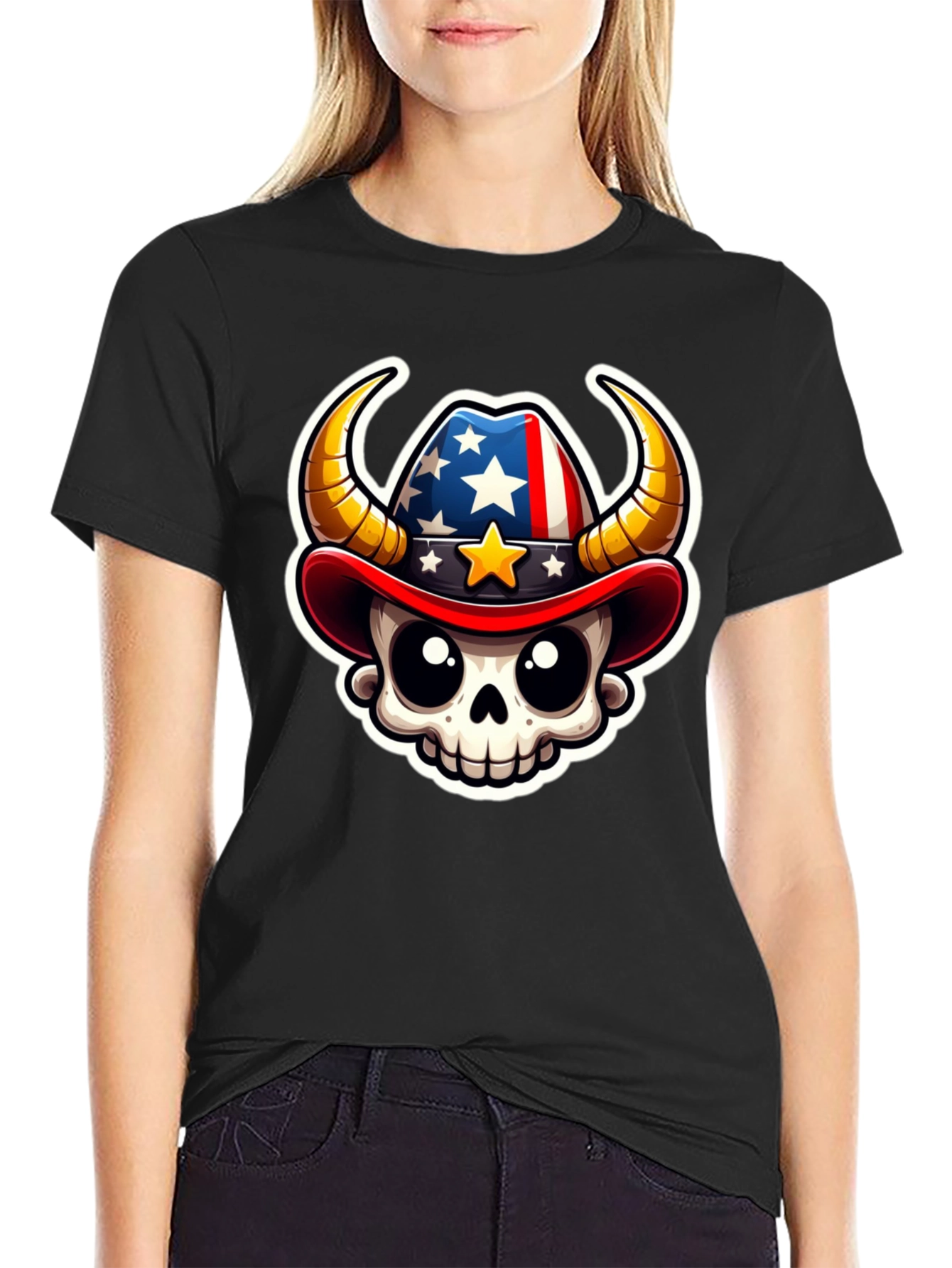 Patriotic Cowboy Skull T-Shirt