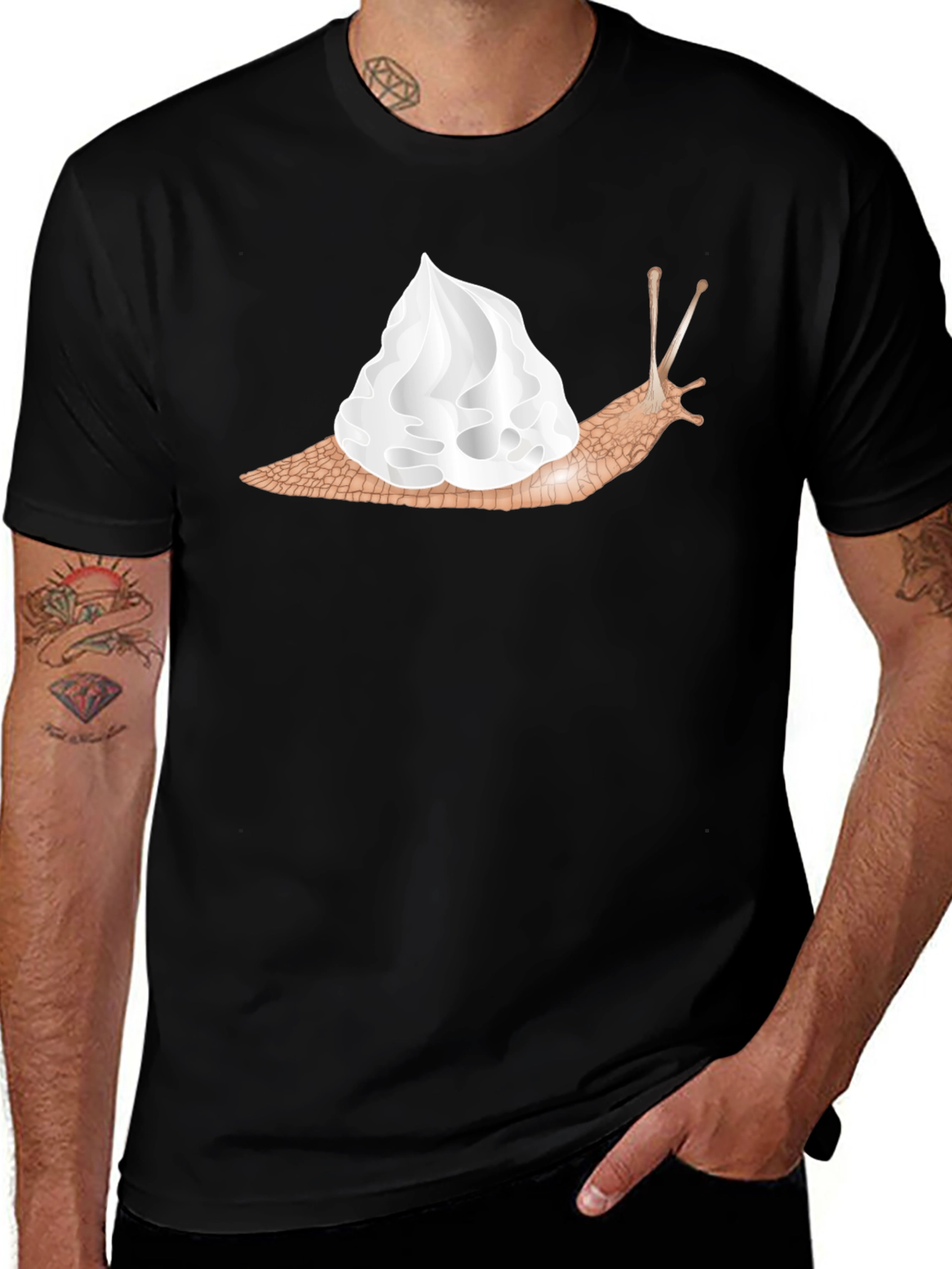 Snail Whipped Cream Graphic Tee - Unique Fashion
