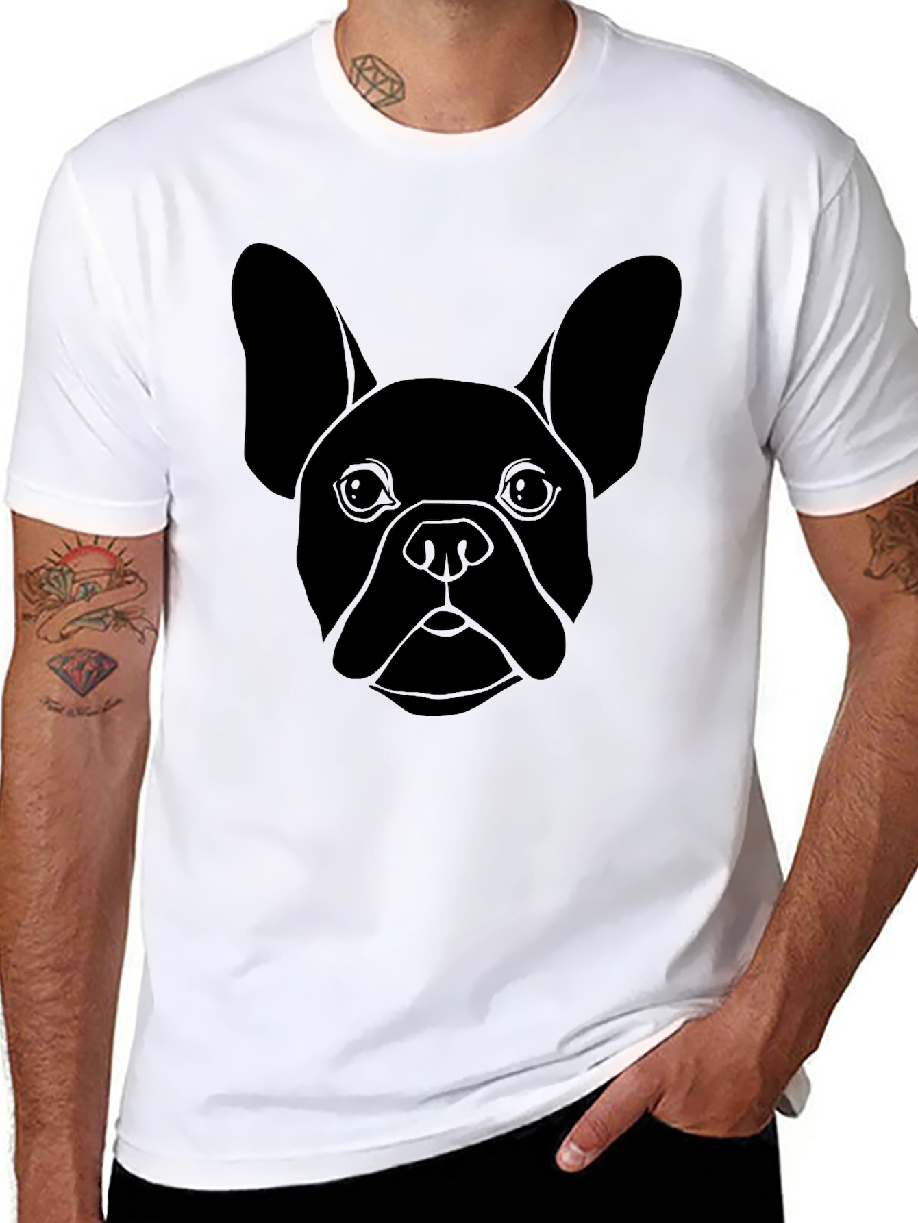 French Bulldog Outline Black T-Shirt