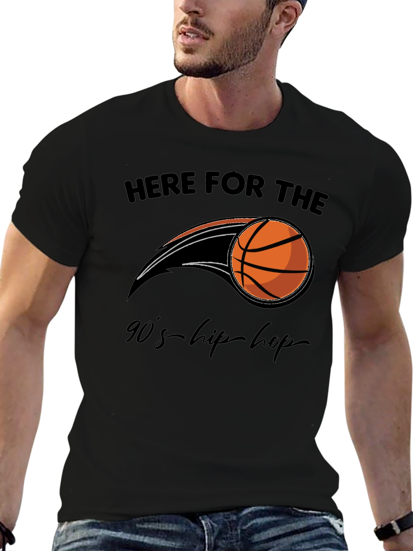90s Hip-Hop Basketball Graphic T-Shirt
