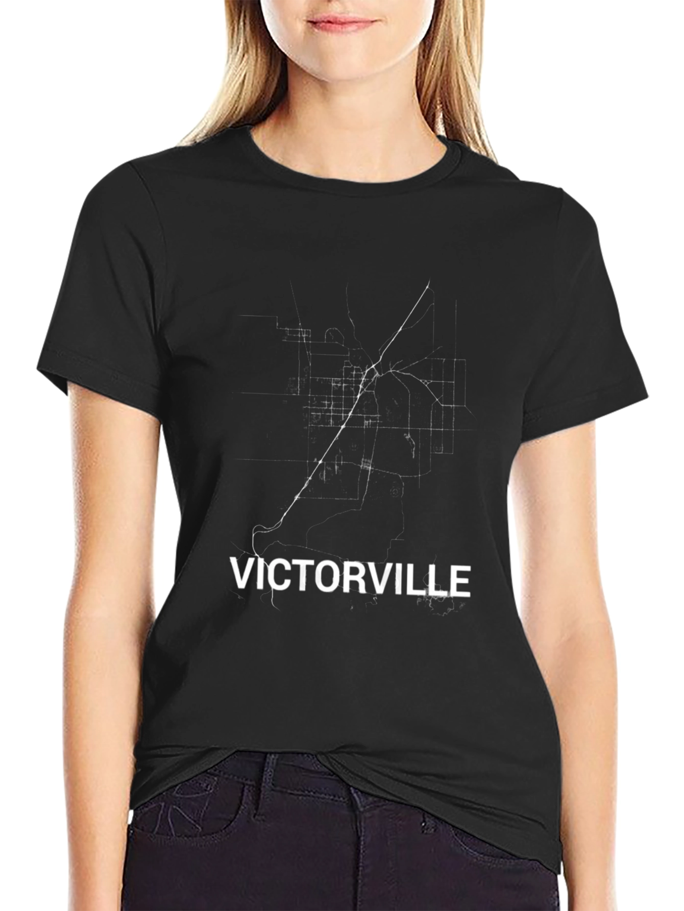 Victorville Map Black T-Shirt