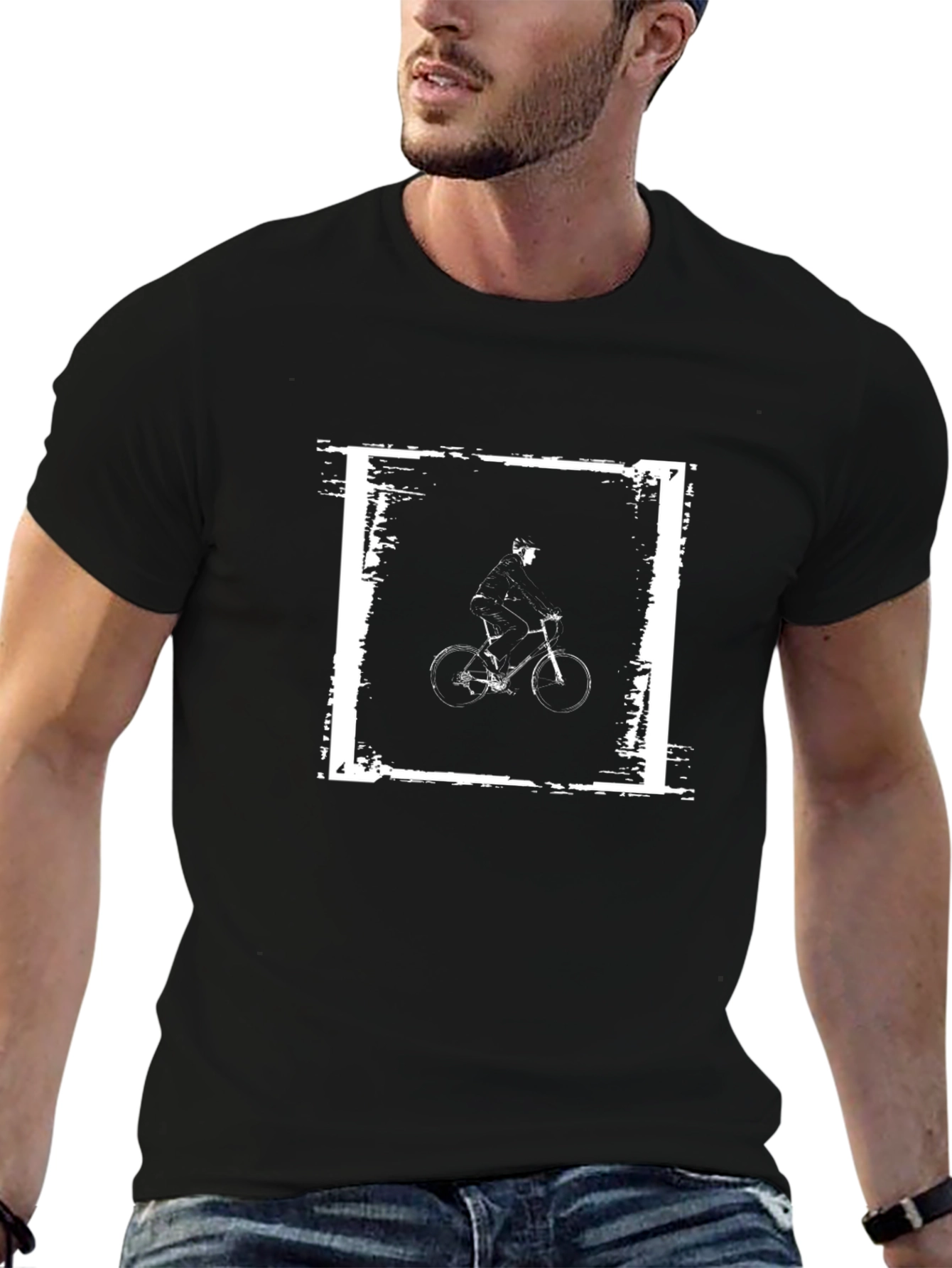 Retro Cycling Graphic Tee - Black Cotton T-Shirt