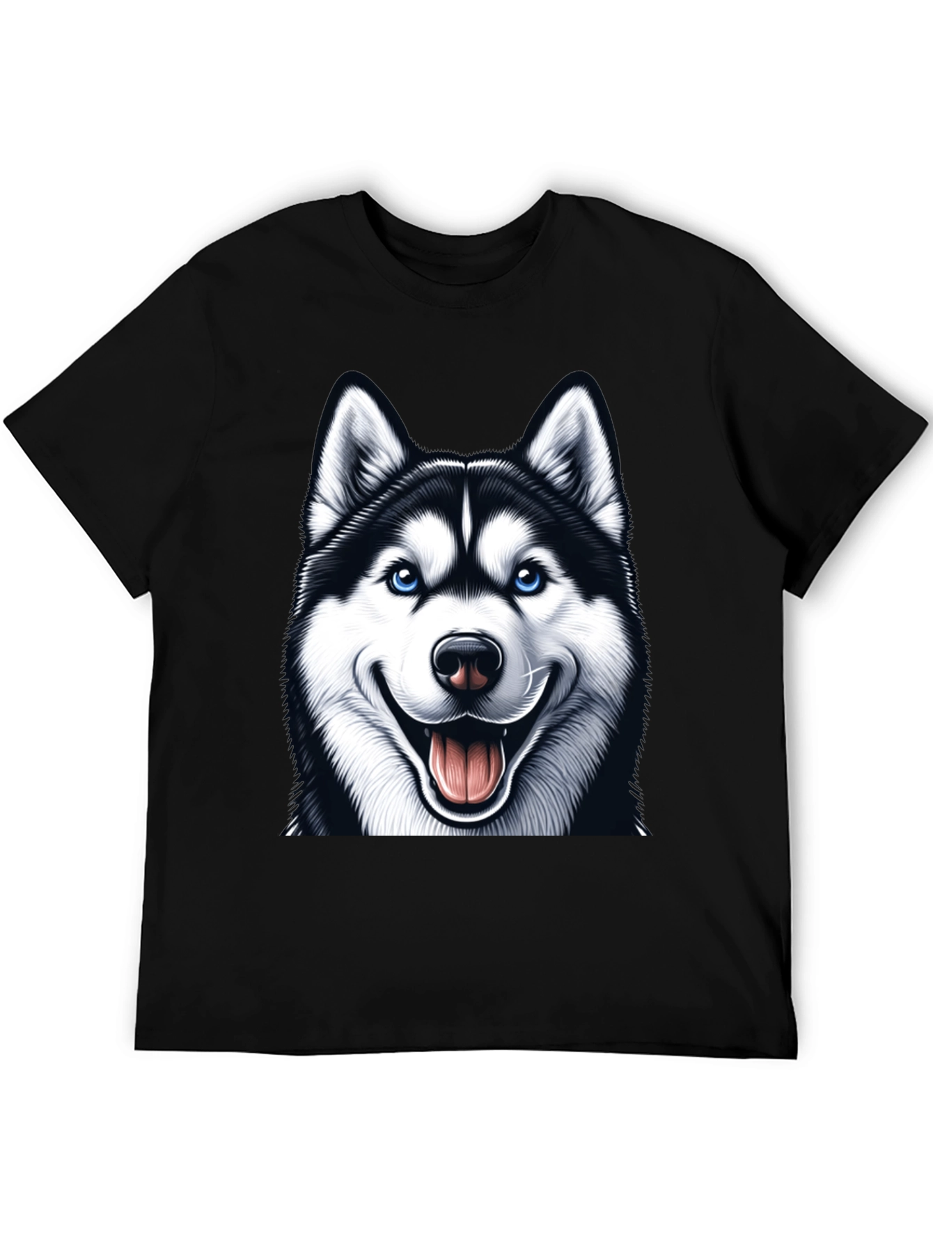 Husky Dog Graphic Tee - Black Cotton Blend