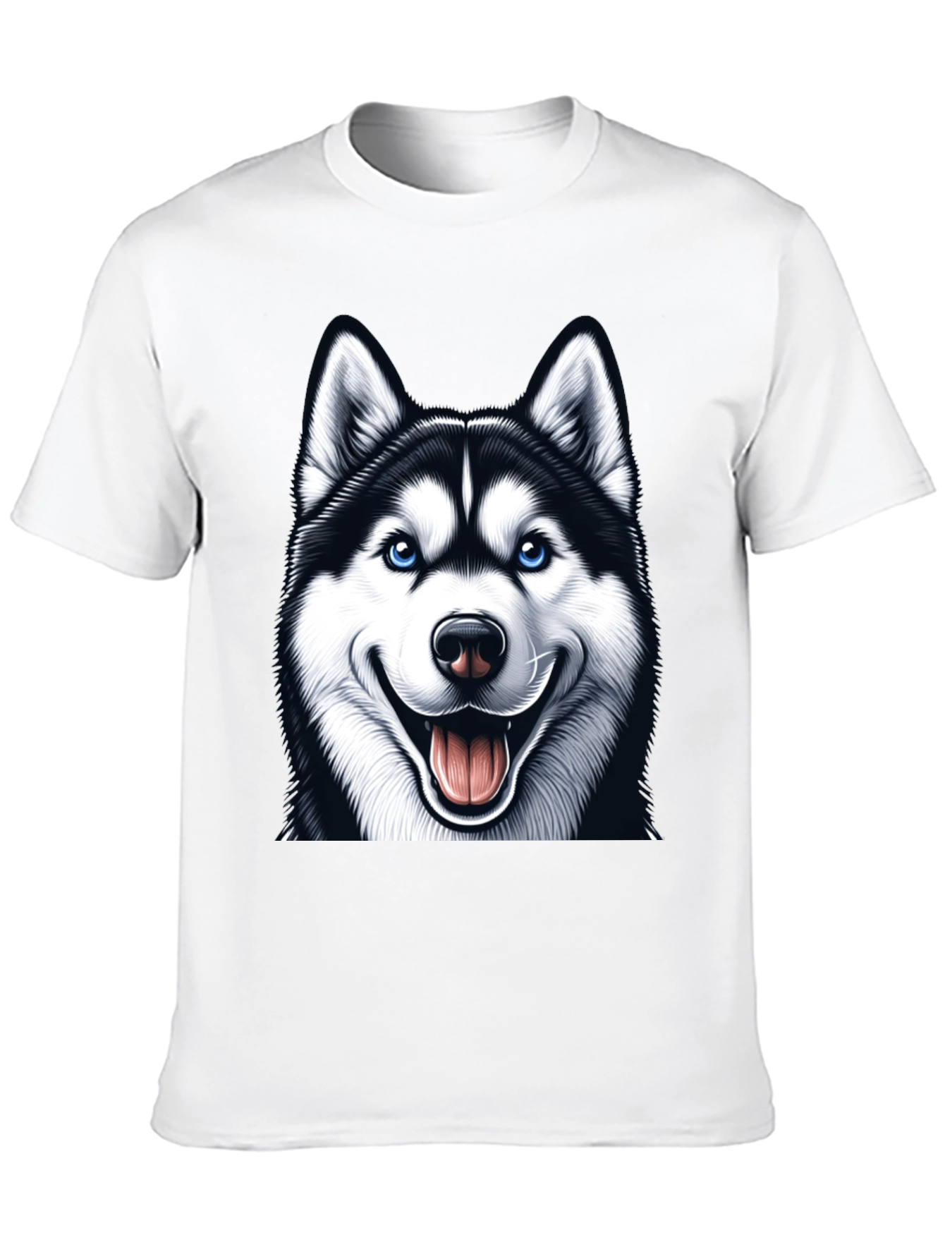 Husky Dog Graphic Tee - Black Cotton Blend