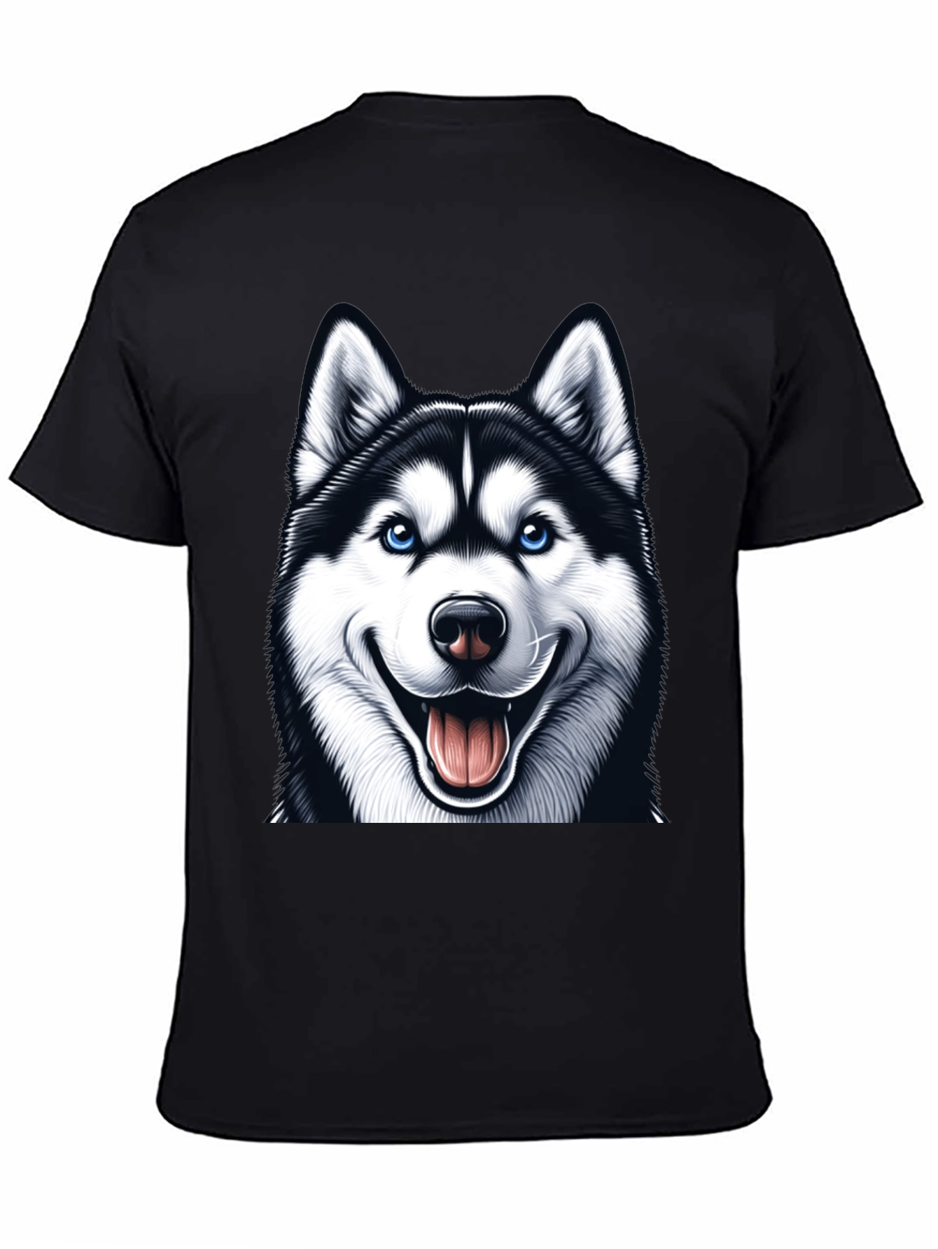 Husky Dog Graphic Tee - Black Cotton Blend