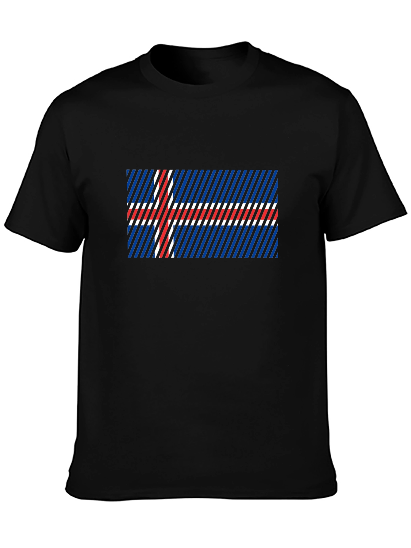 Icelandic Flag Graphic Tee - Black Cotton Blend