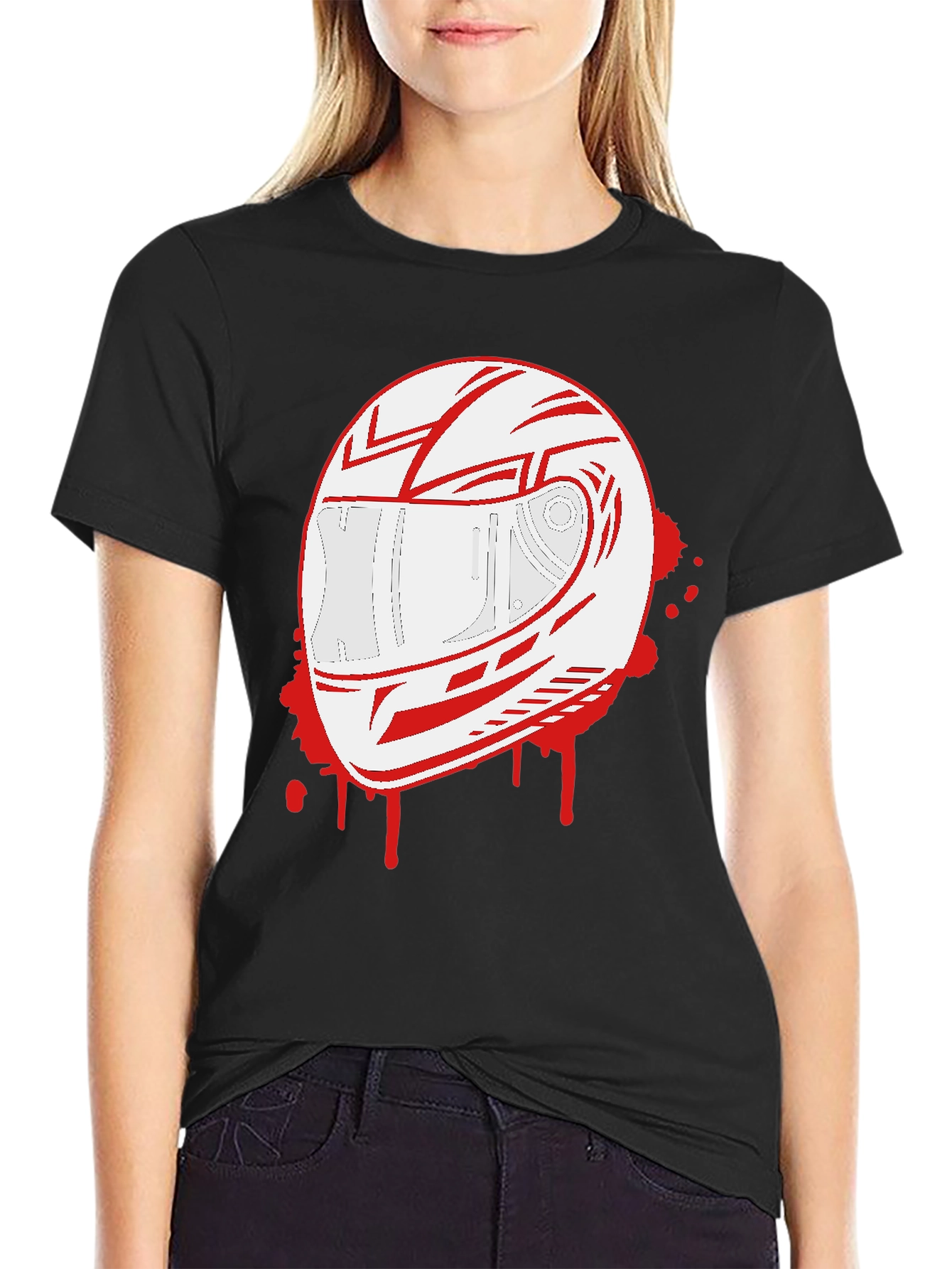 Helmet Graphic T-Shirt - Black Crew Neck Tee