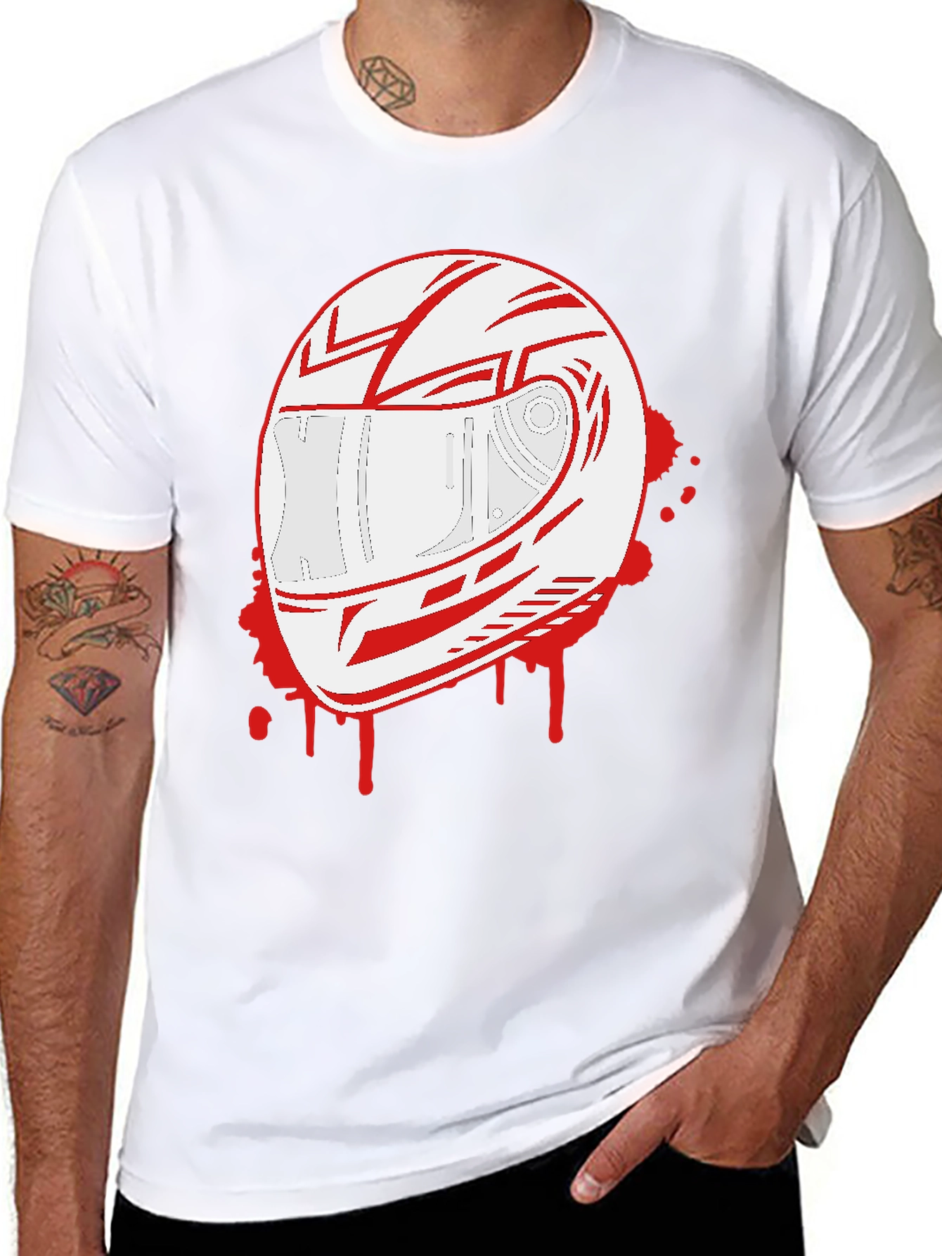 Helmet Graphic T-Shirt - Black Crew Neck Tee