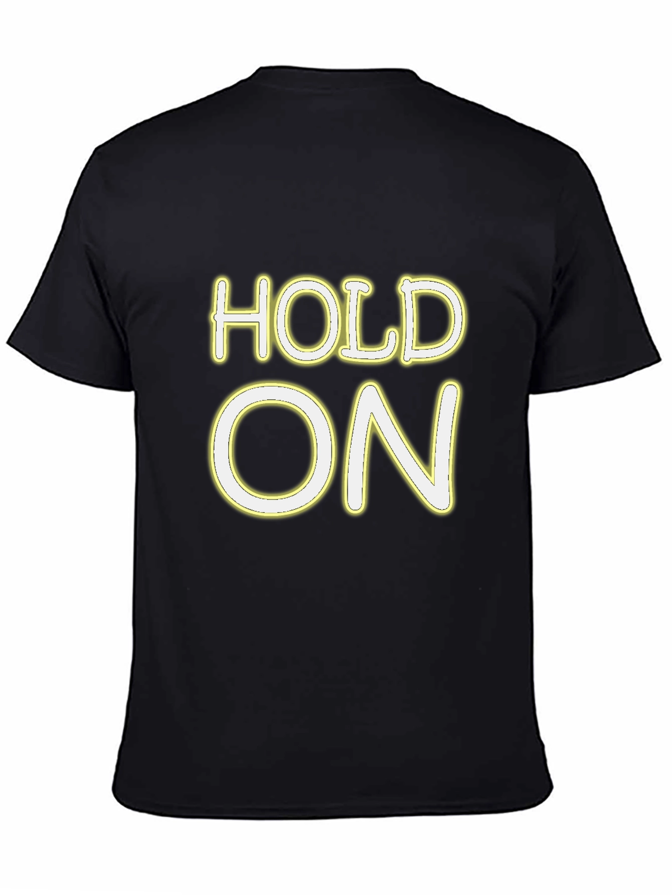 Hold On Graphic Tee - Black Crew Neck Shirt