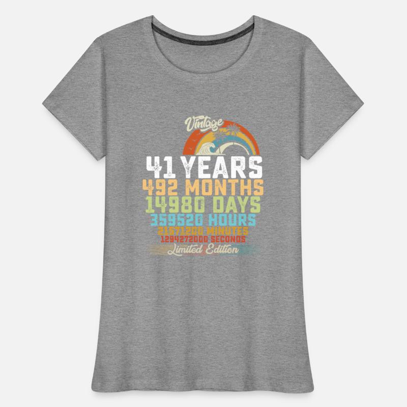 41st Birthday 41 Years Hours Month Vintage