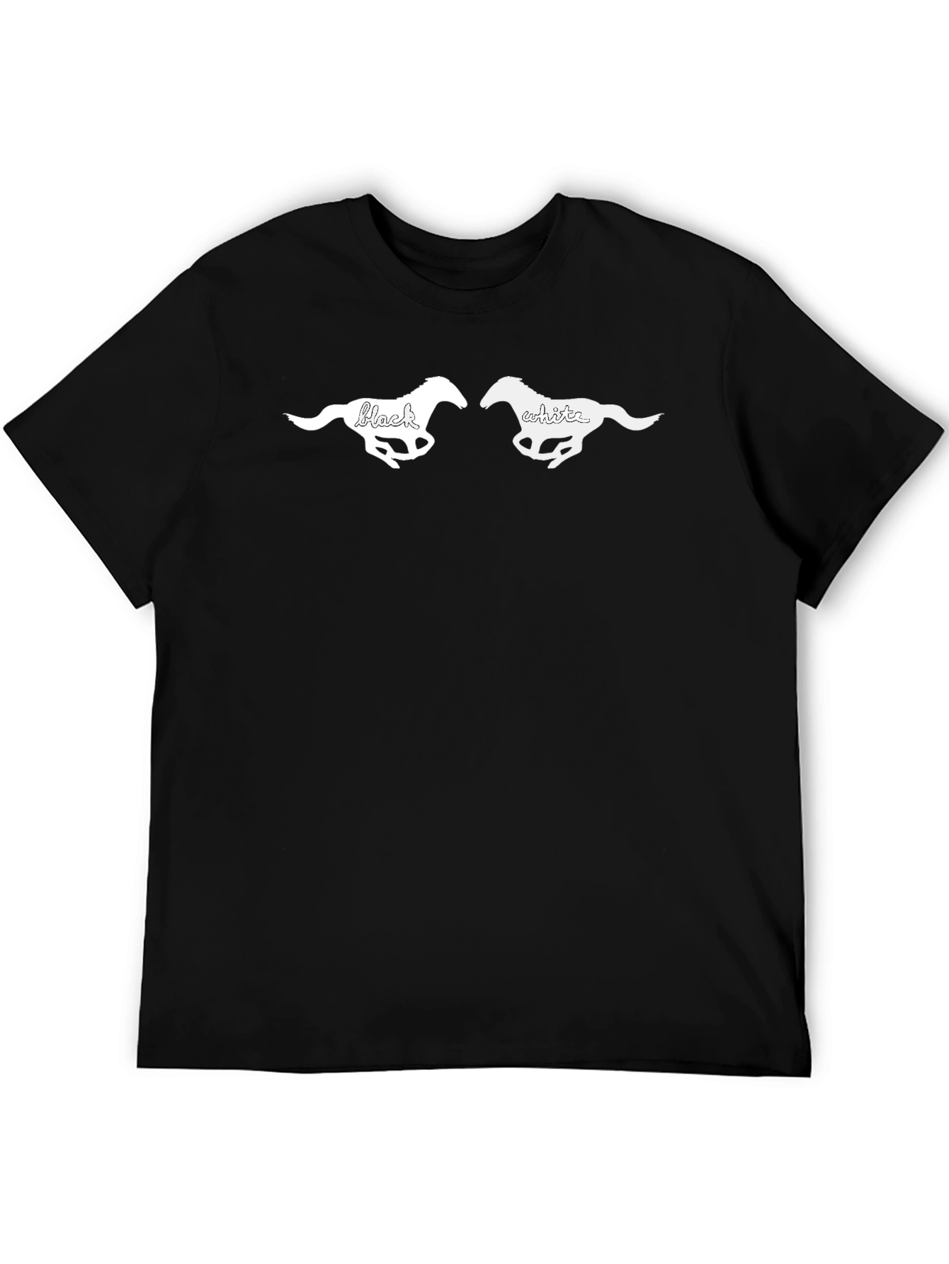 Black and White Horse Graphic T-Shirt