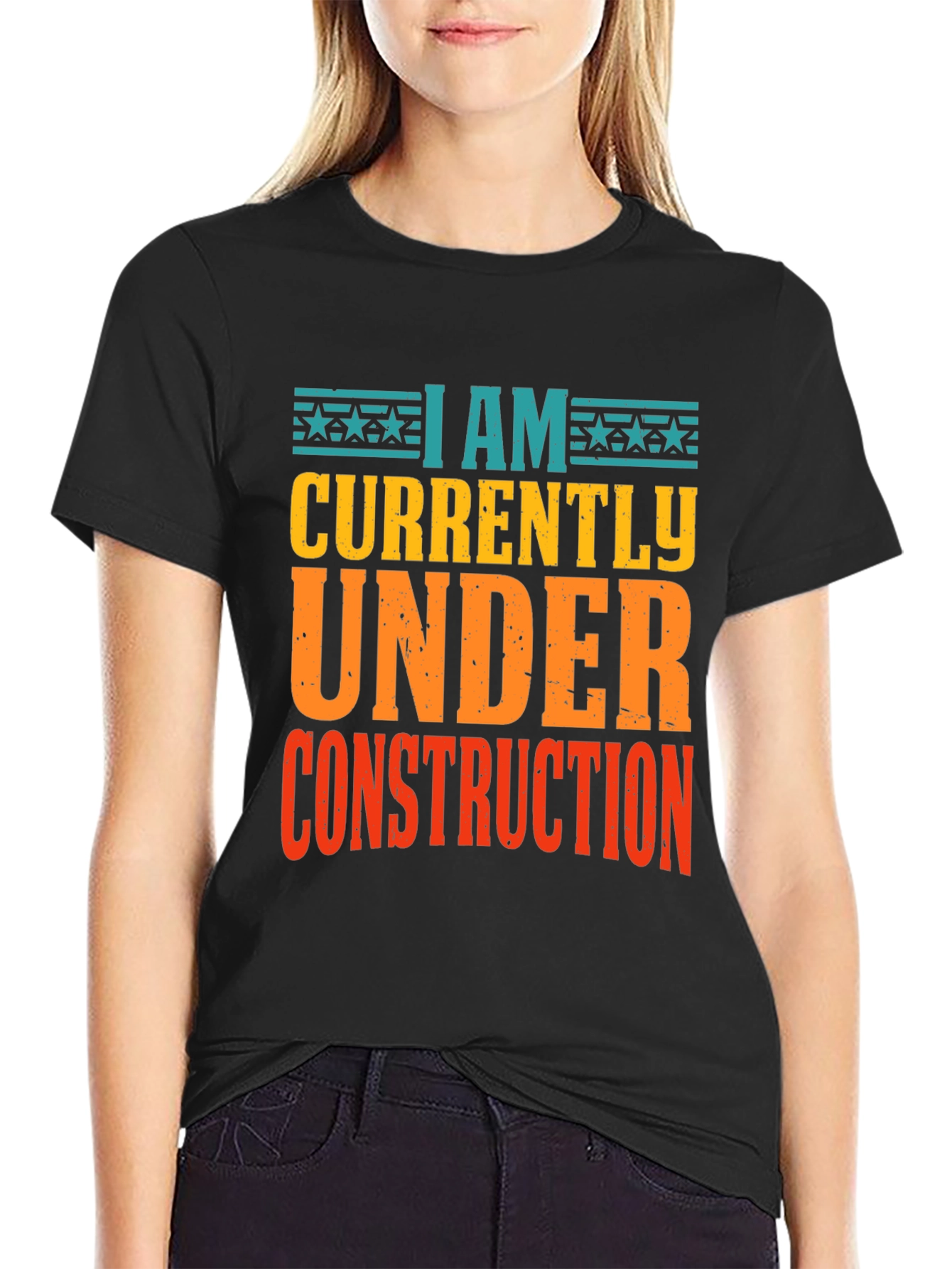 Under Construction Graphic Tee - Black Cotton Shirt