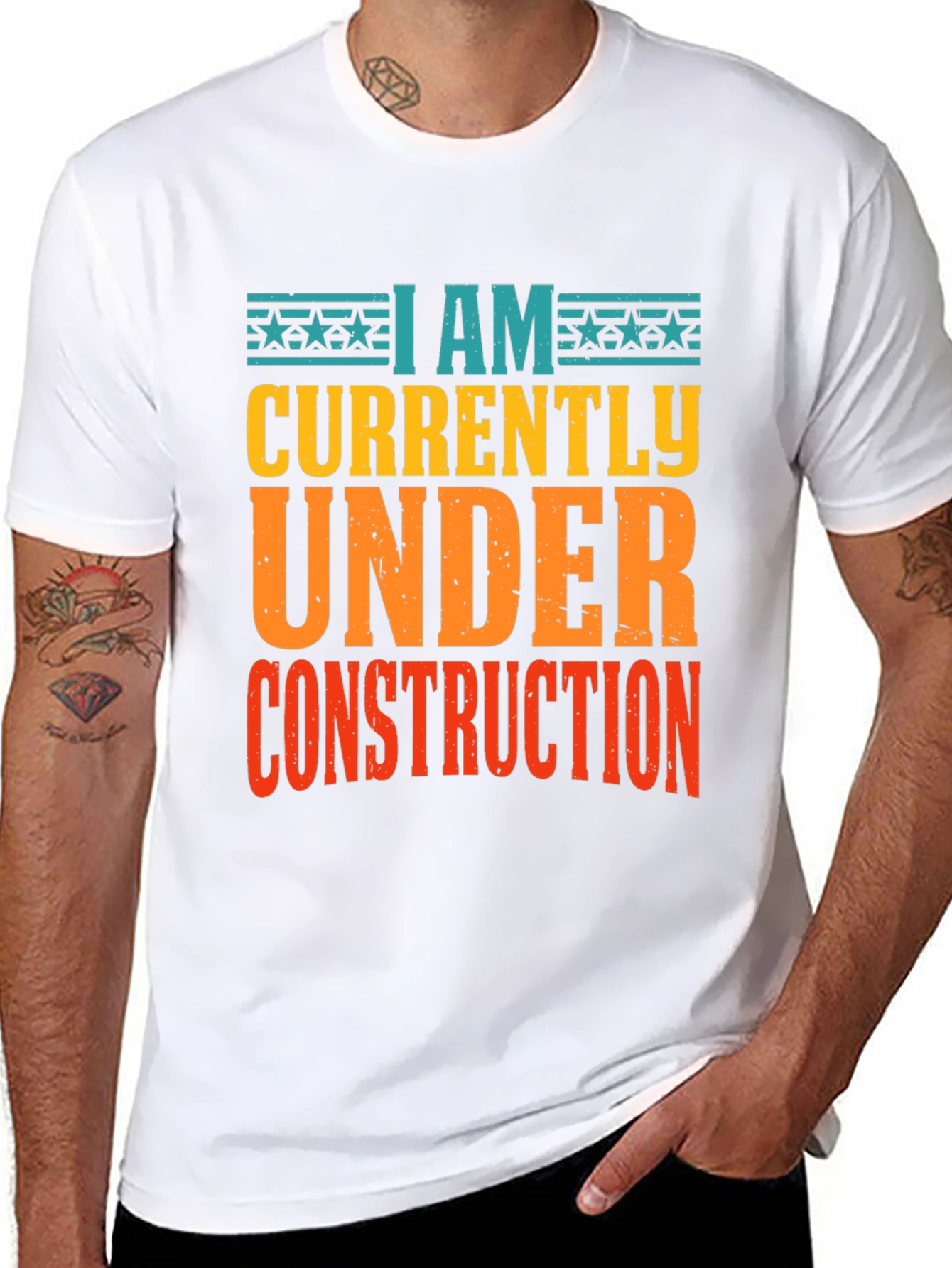 Under Construction Graphic Tee - Black Cotton Shirt