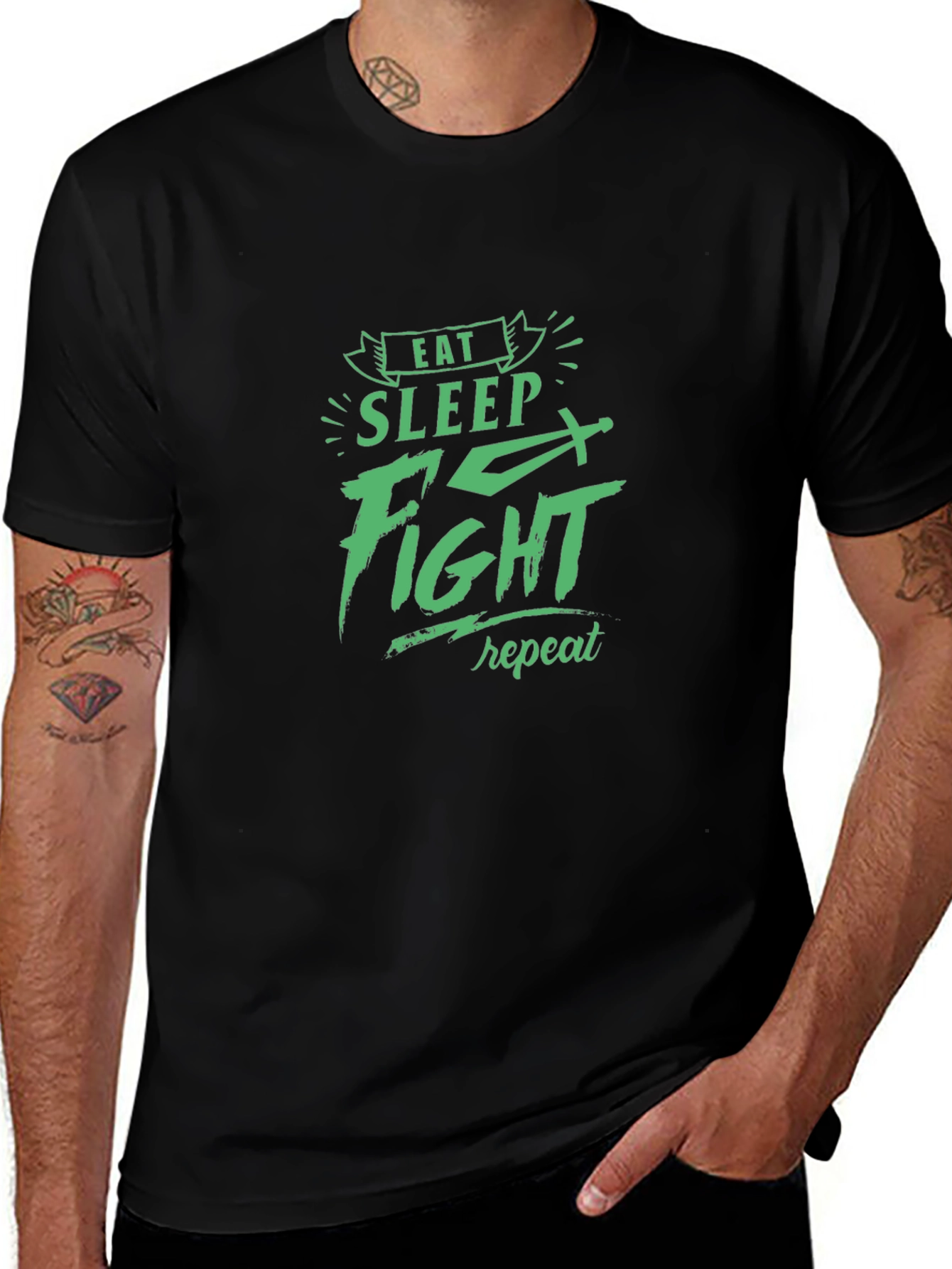 Eat Sleep Fight Repeat Graphic Tee