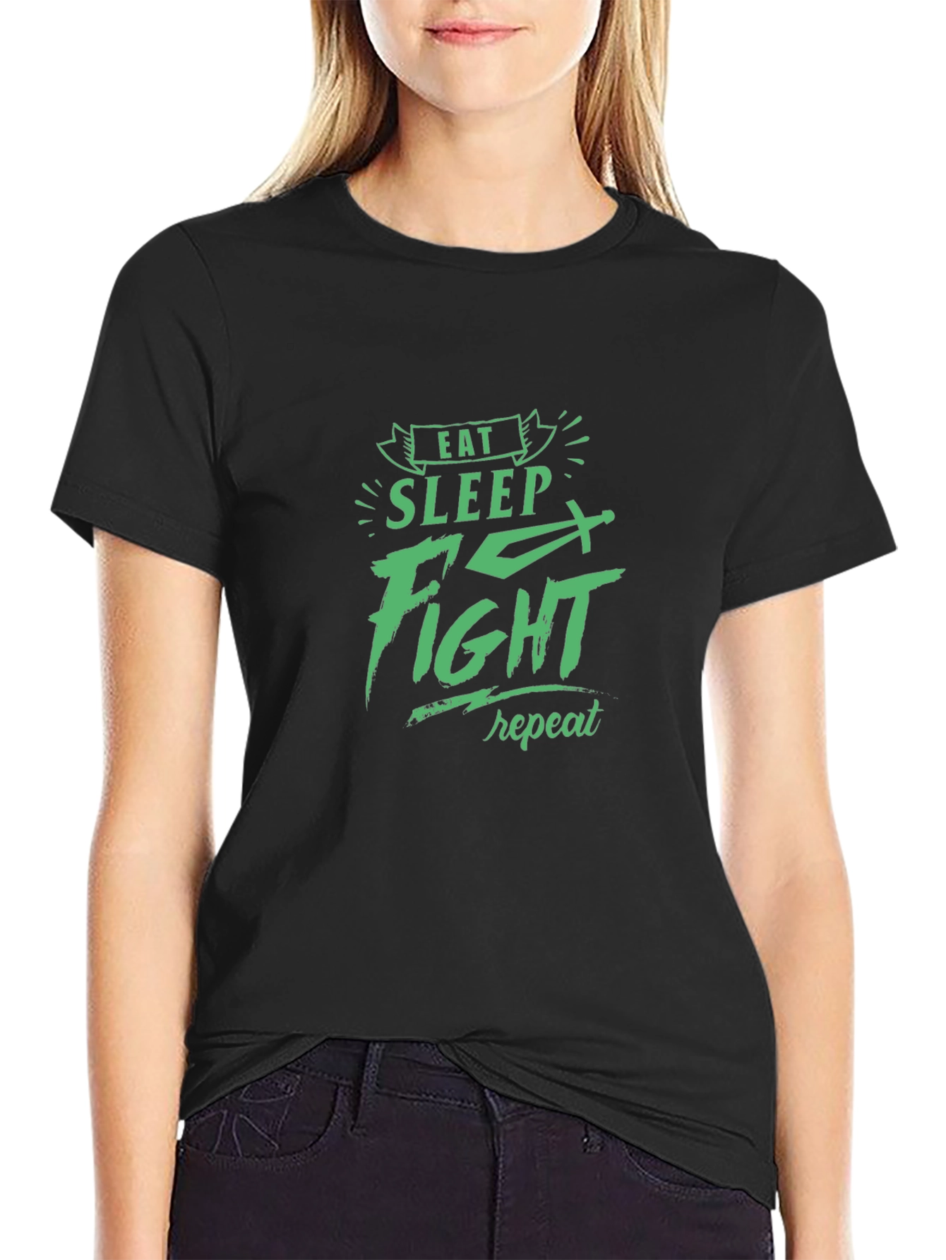 Eat Sleep Fight Repeat Graphic Tee