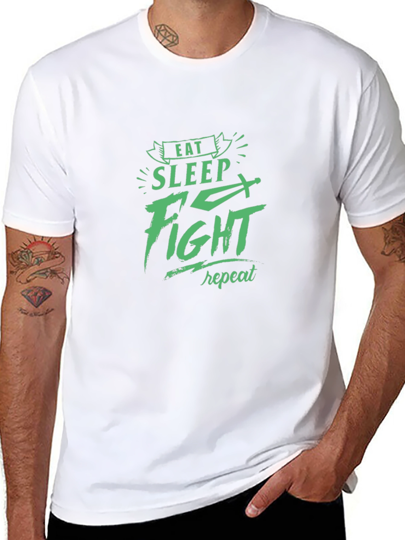 Eat Sleep Fight Repeat Graphic Tee