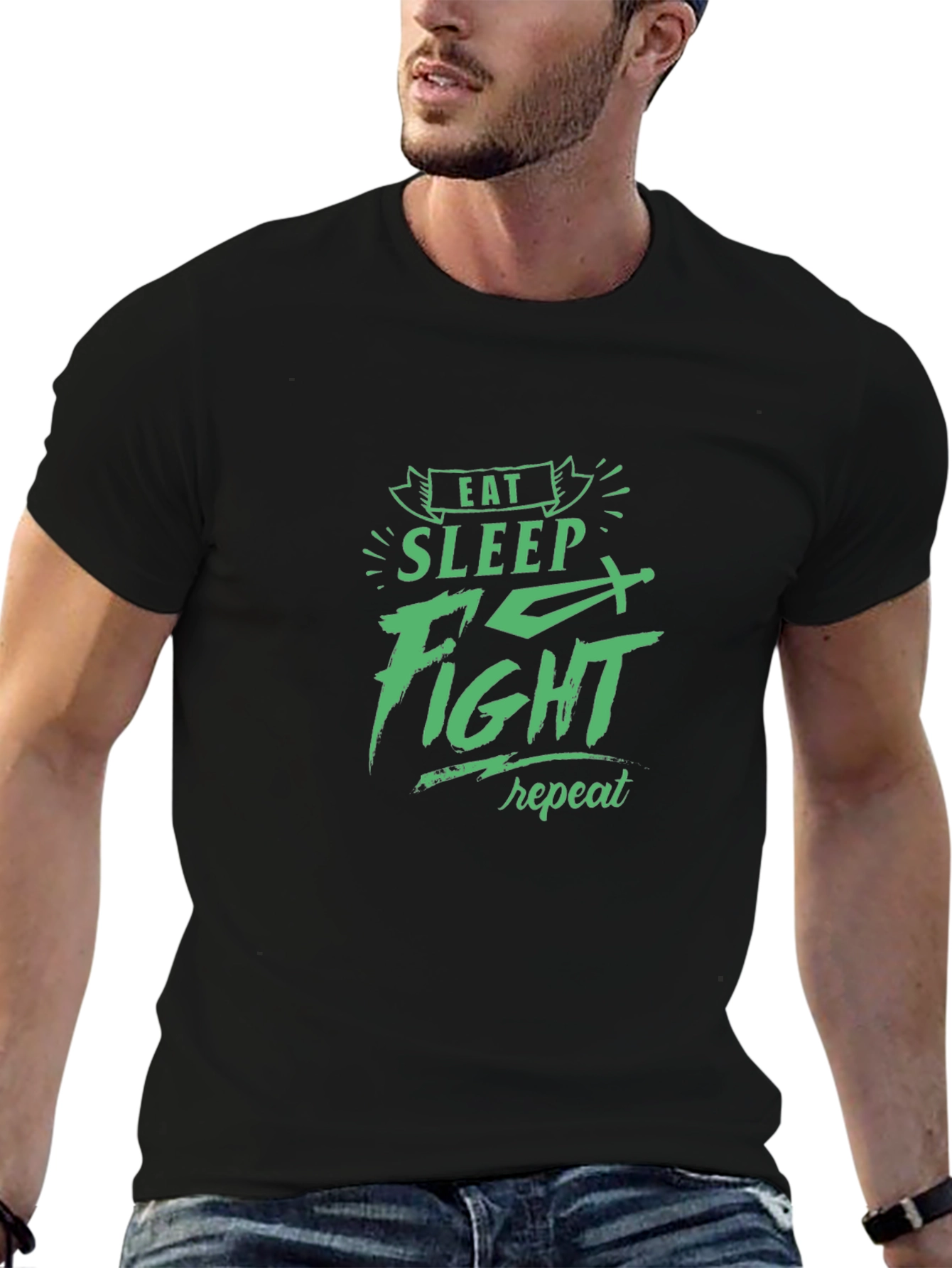 Eat Sleep Fight Repeat Graphic Tee