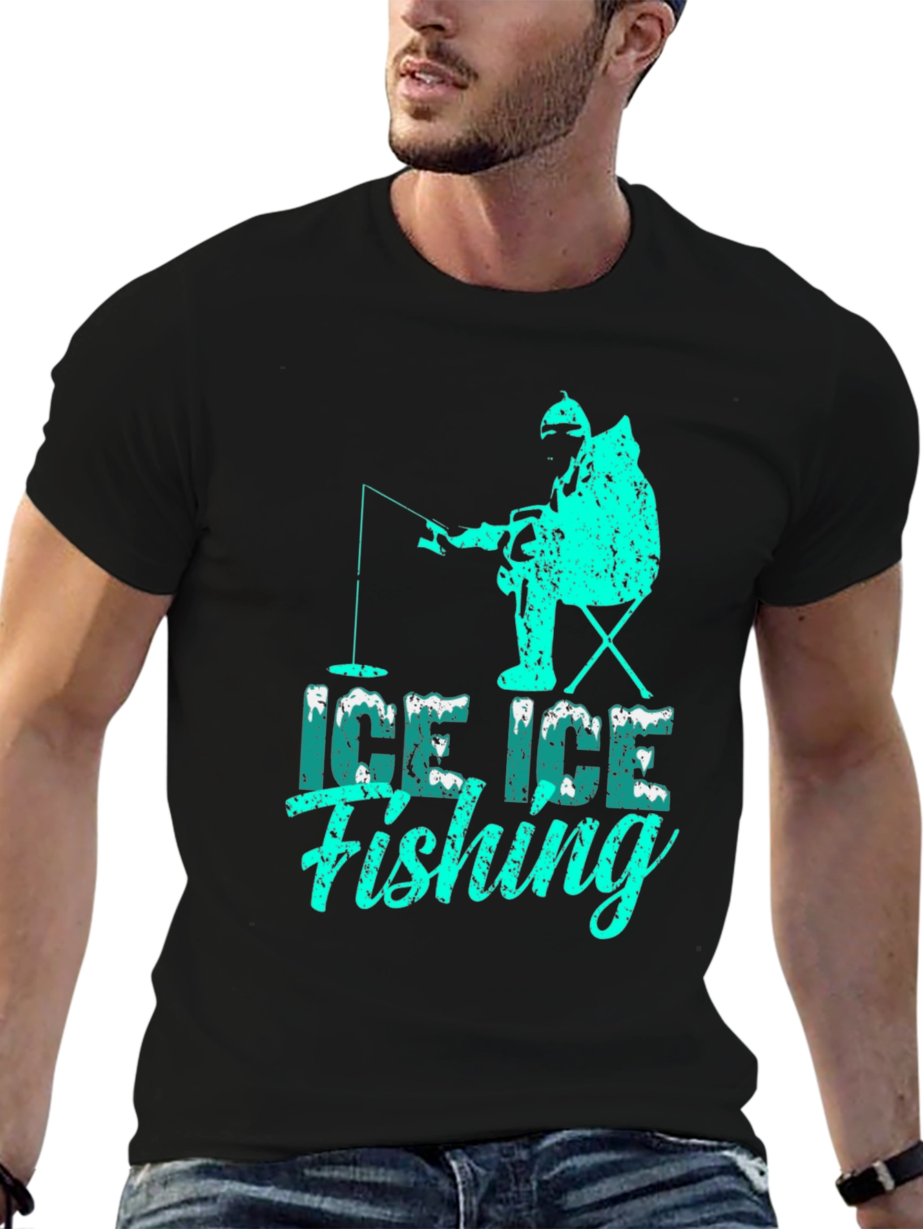 Ice Fishing Graphic Tee - Black