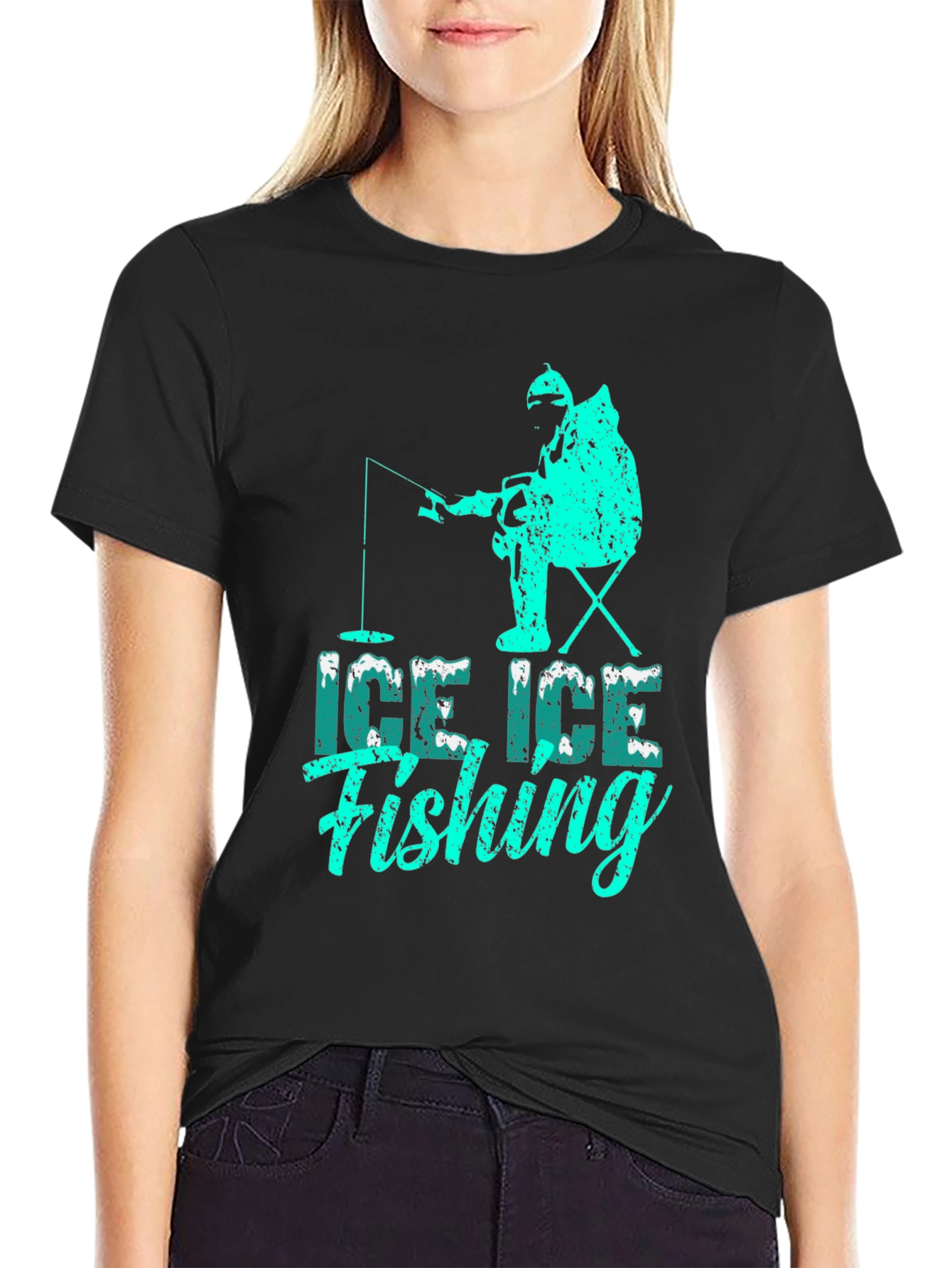 Ice Fishing Graphic Tee - Black