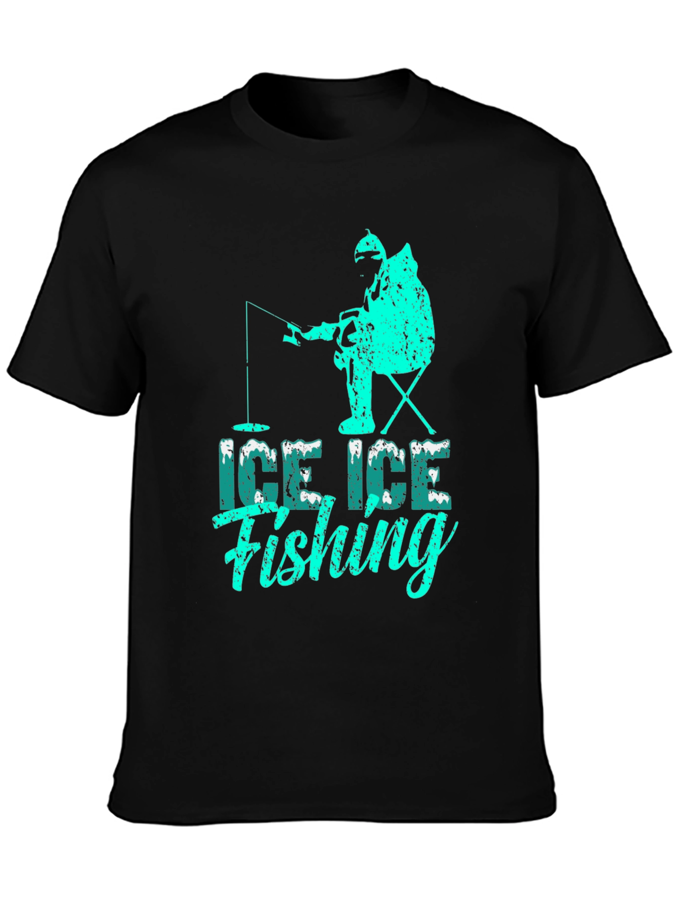 Ice Fishing Graphic Tee - Black