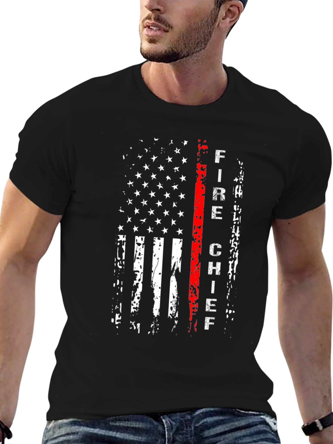 Fire Chief USA Flag Graphic T-Shirt