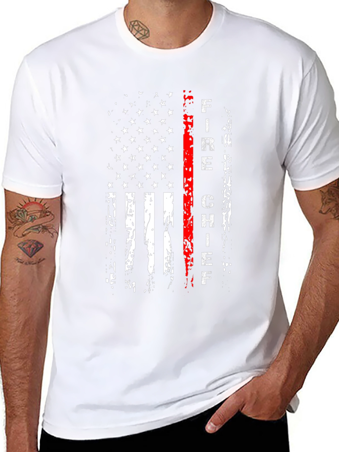 Fire Chief USA Flag Graphic T-Shirt