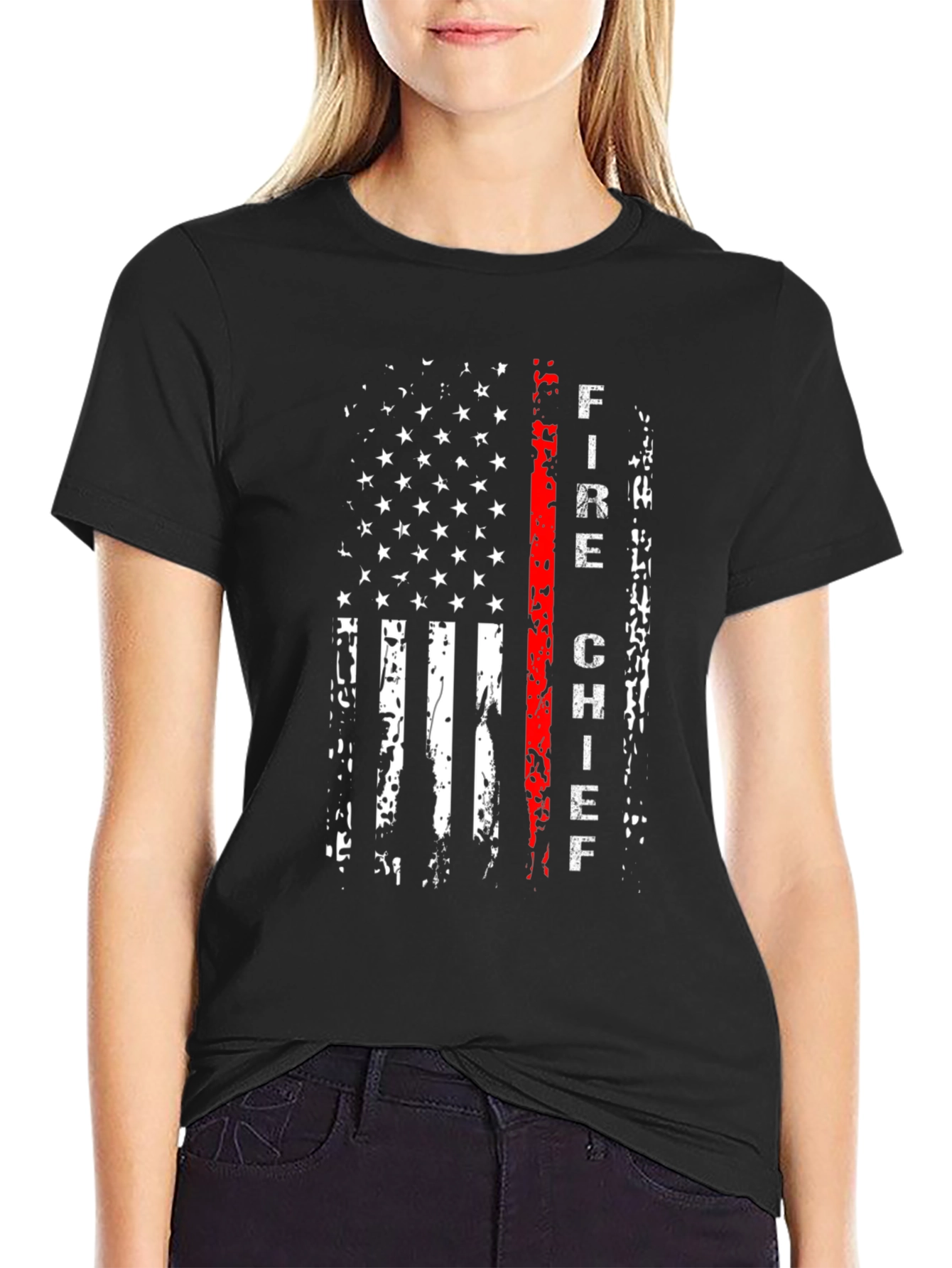 Fire Chief USA Flag Graphic T-Shirt