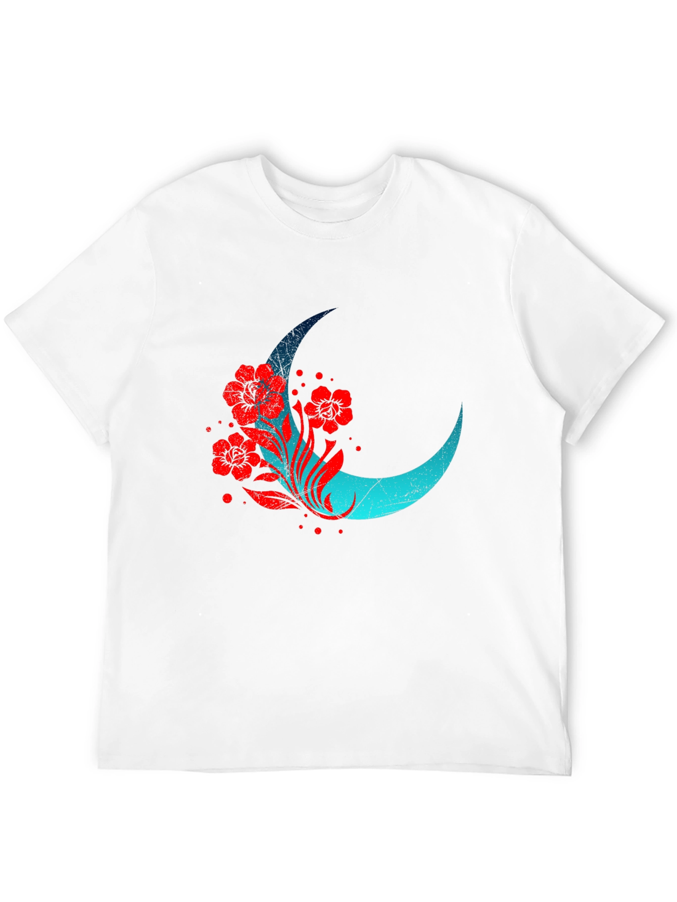 Crescent Moon Floral Graphic Tee - Black