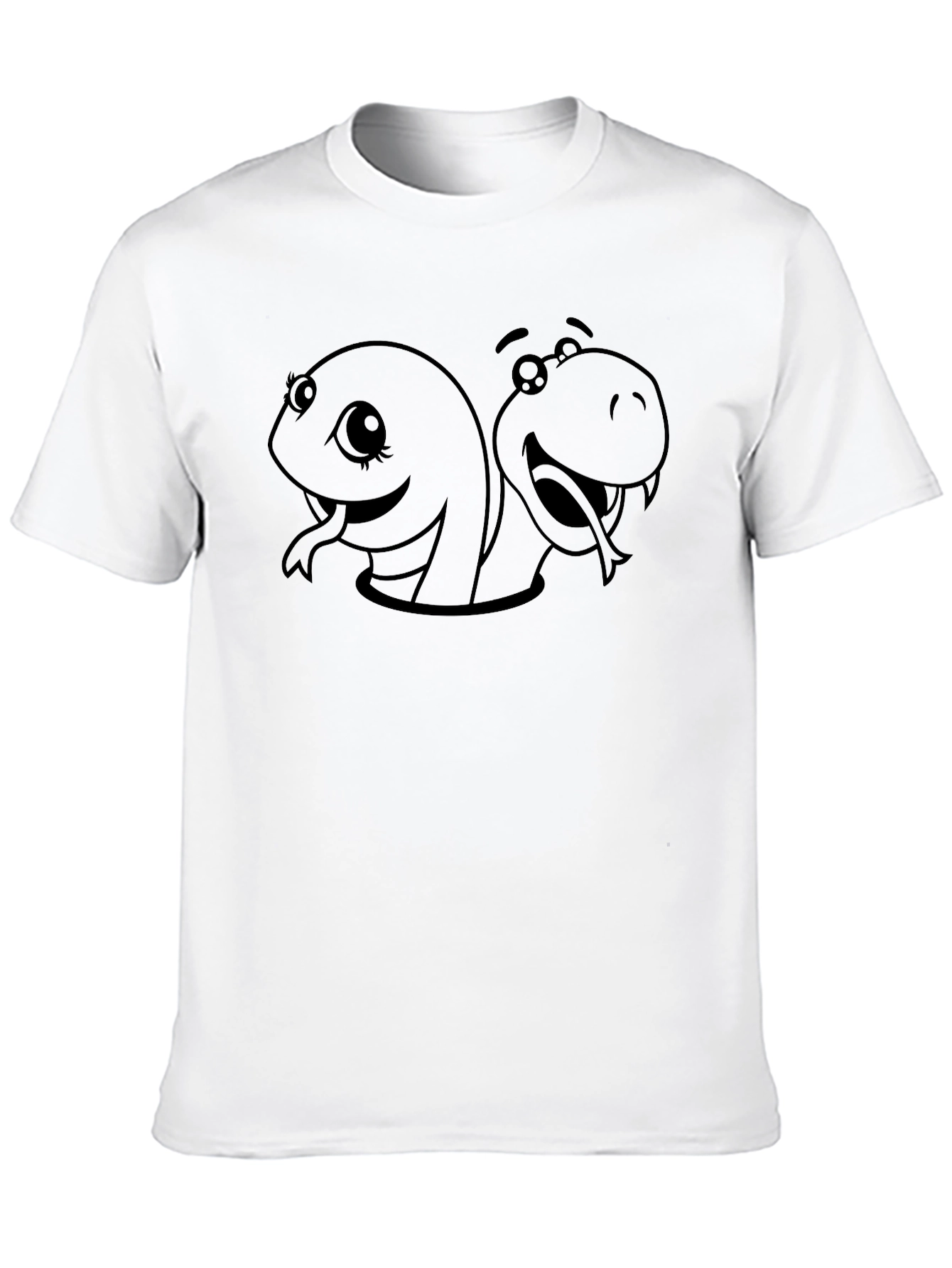 Cartoon Snakes Graphic Black T-Shirt