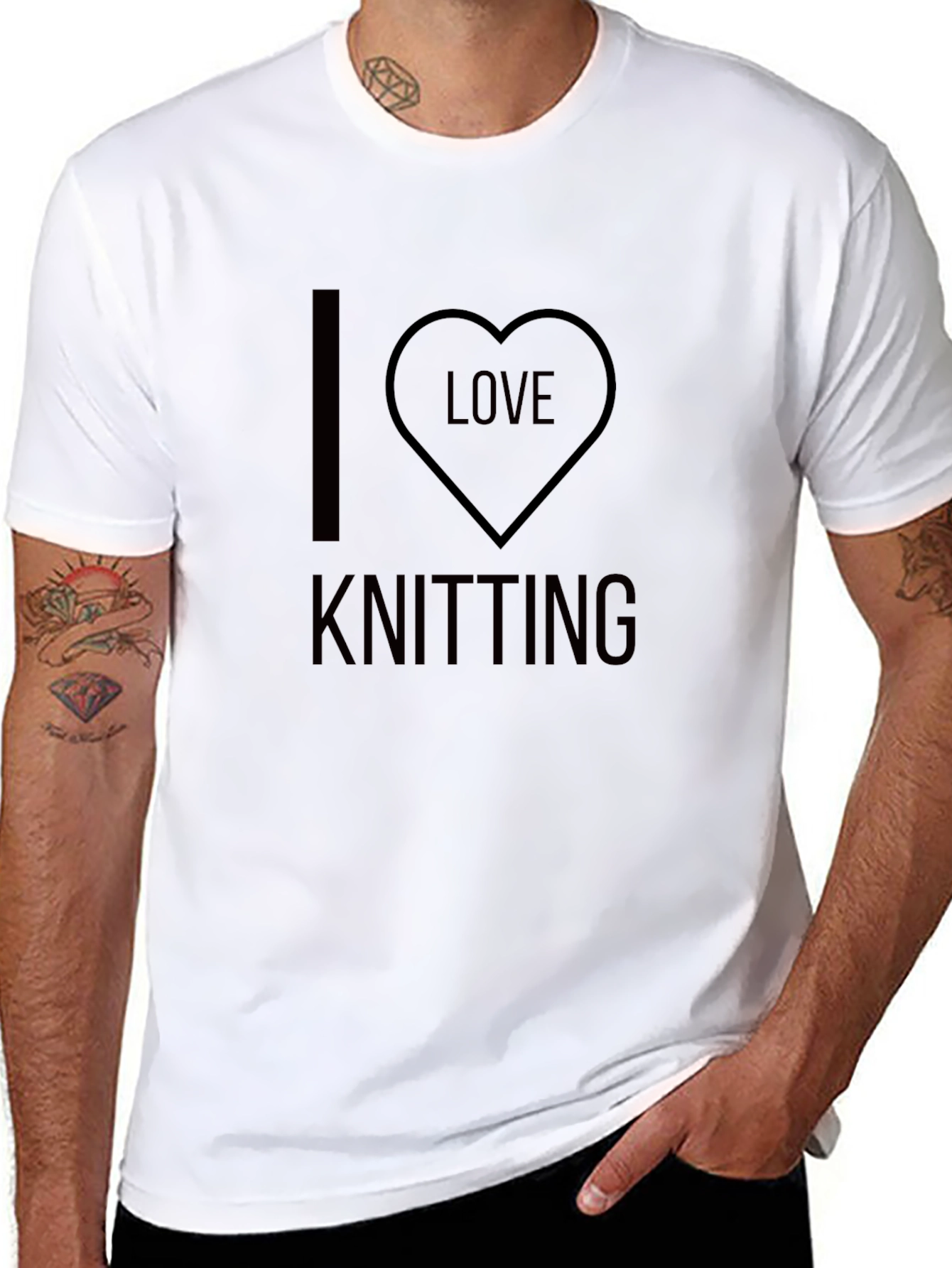 I Love Knitting T-Shirt - Black Cotton Tee