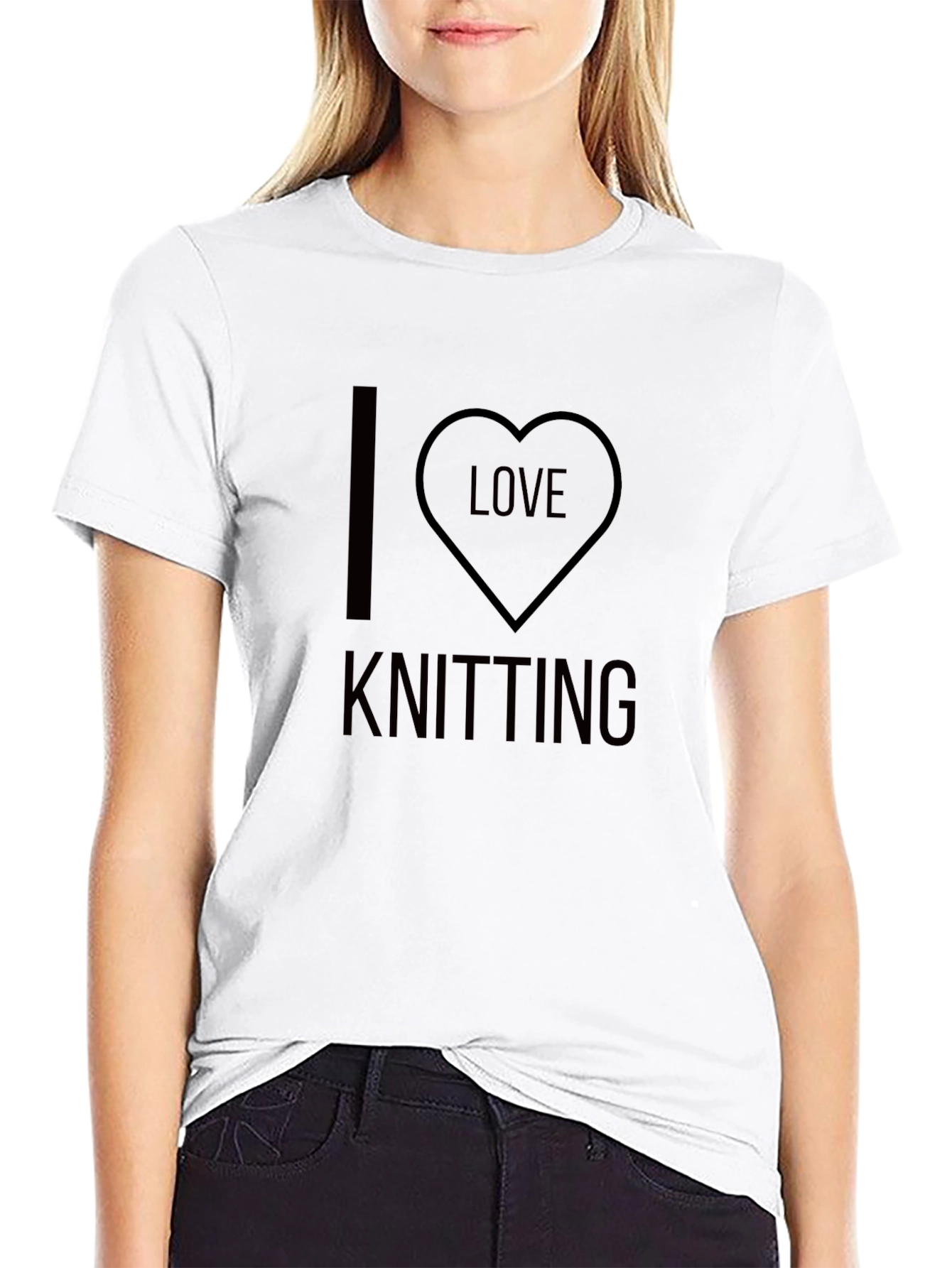 I Love Knitting T-Shirt - Black Cotton Tee