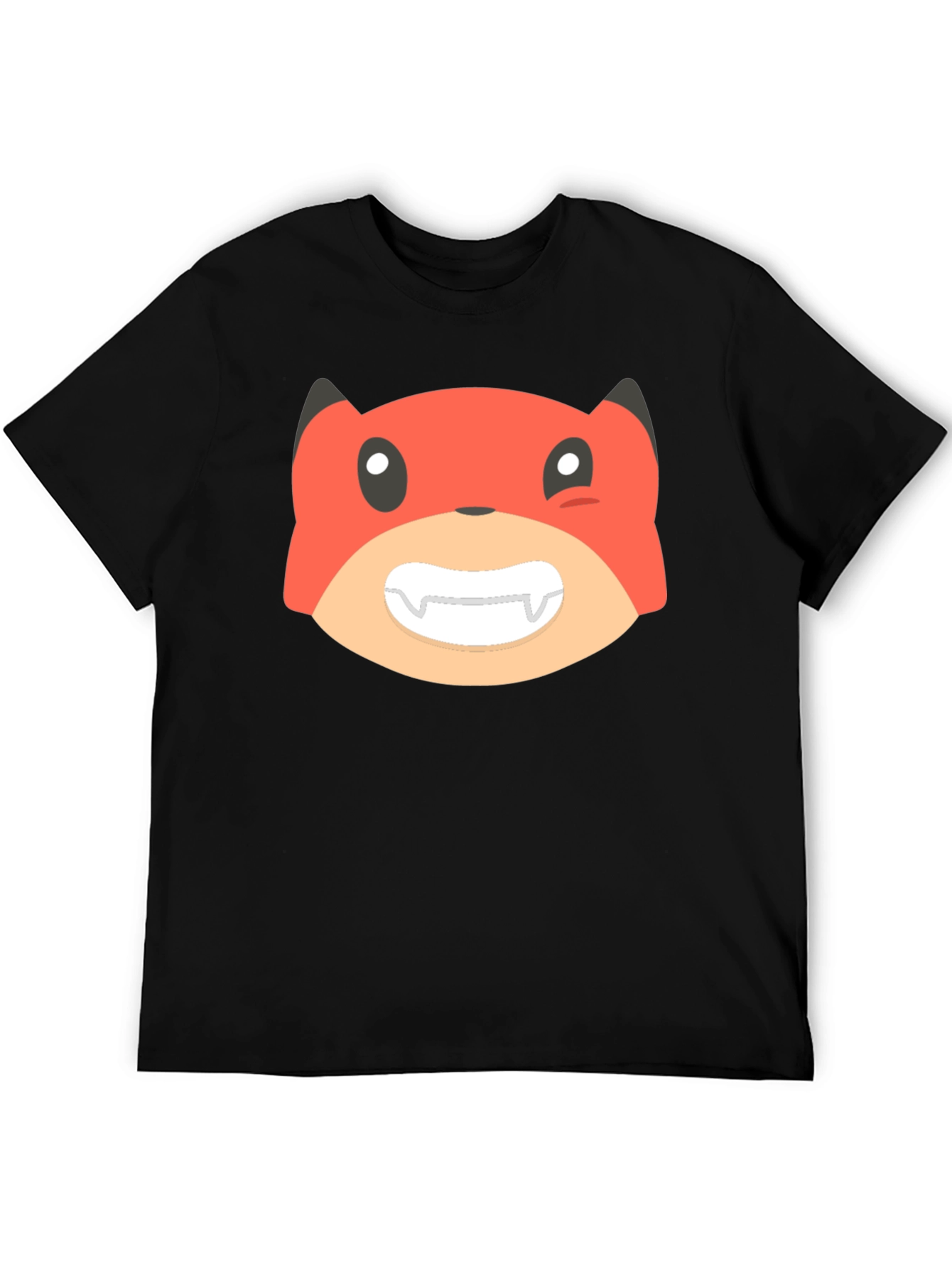 Cartoon Fox Graphic Tee - Black Unisex T-Shirt