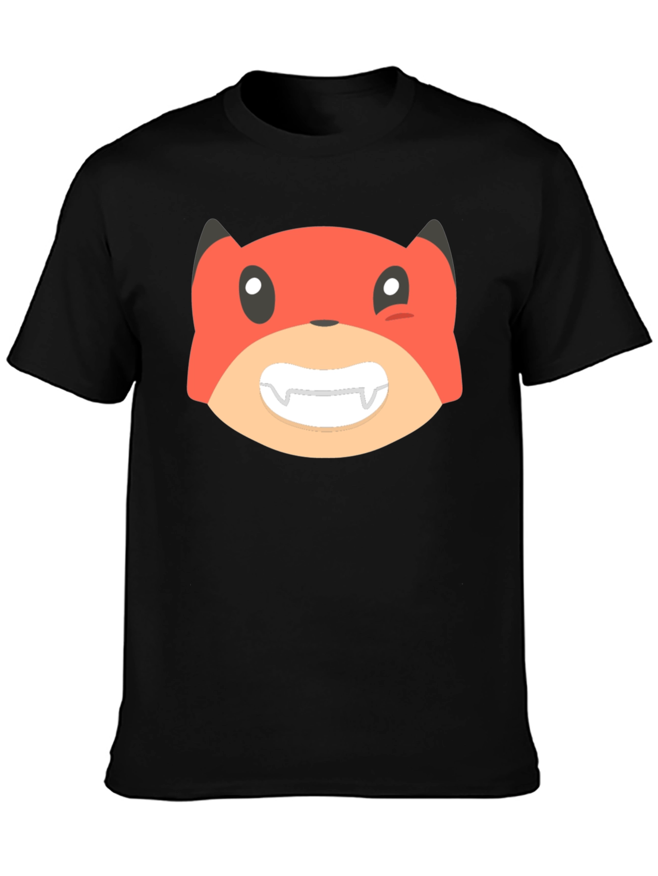 Cartoon Fox Graphic Tee - Black Unisex T-Shirt