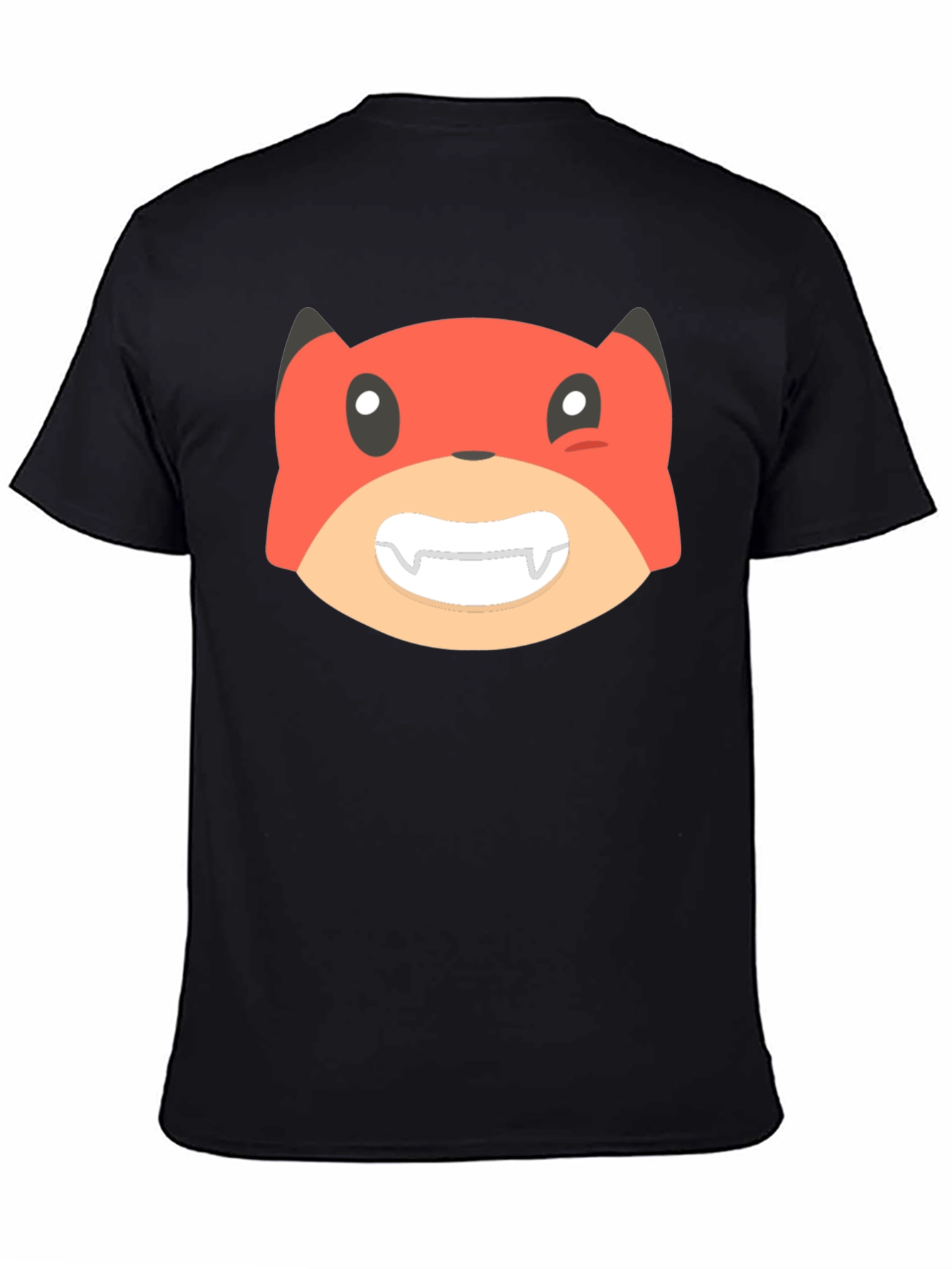Cartoon Fox Graphic Tee - Black Unisex T-Shirt