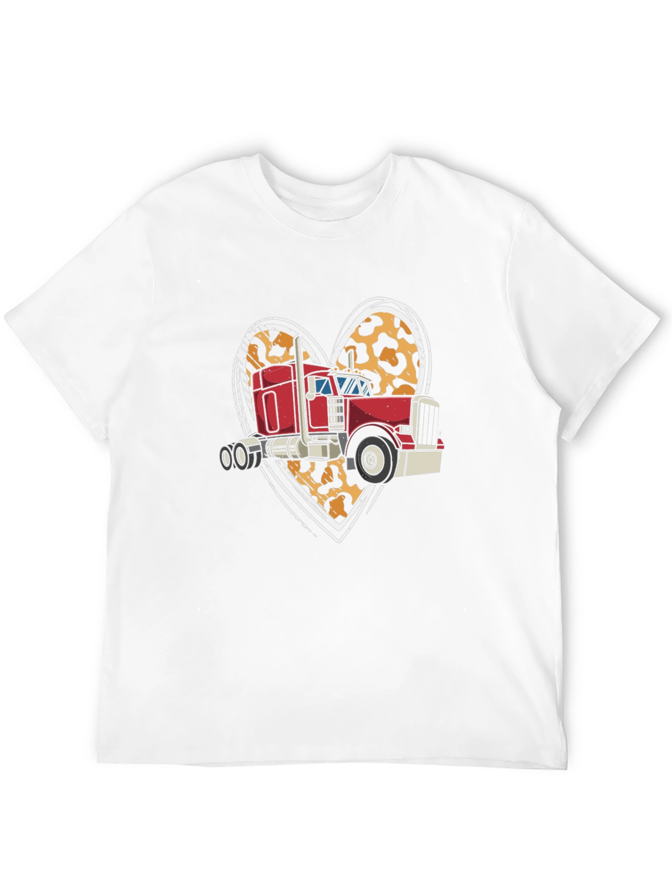 Trucker Love T-Shirt: Leopard Heart & Big Rig