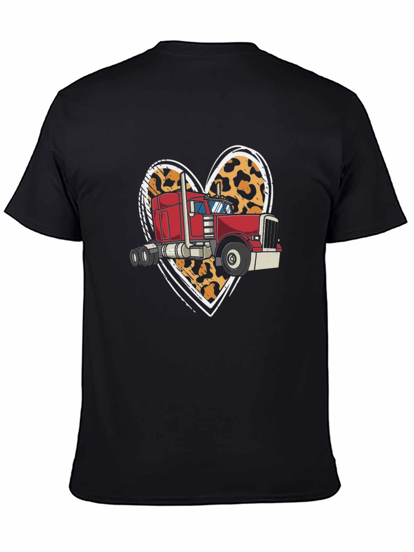 Trucker Love T-Shirt: Leopard Heart & Big Rig